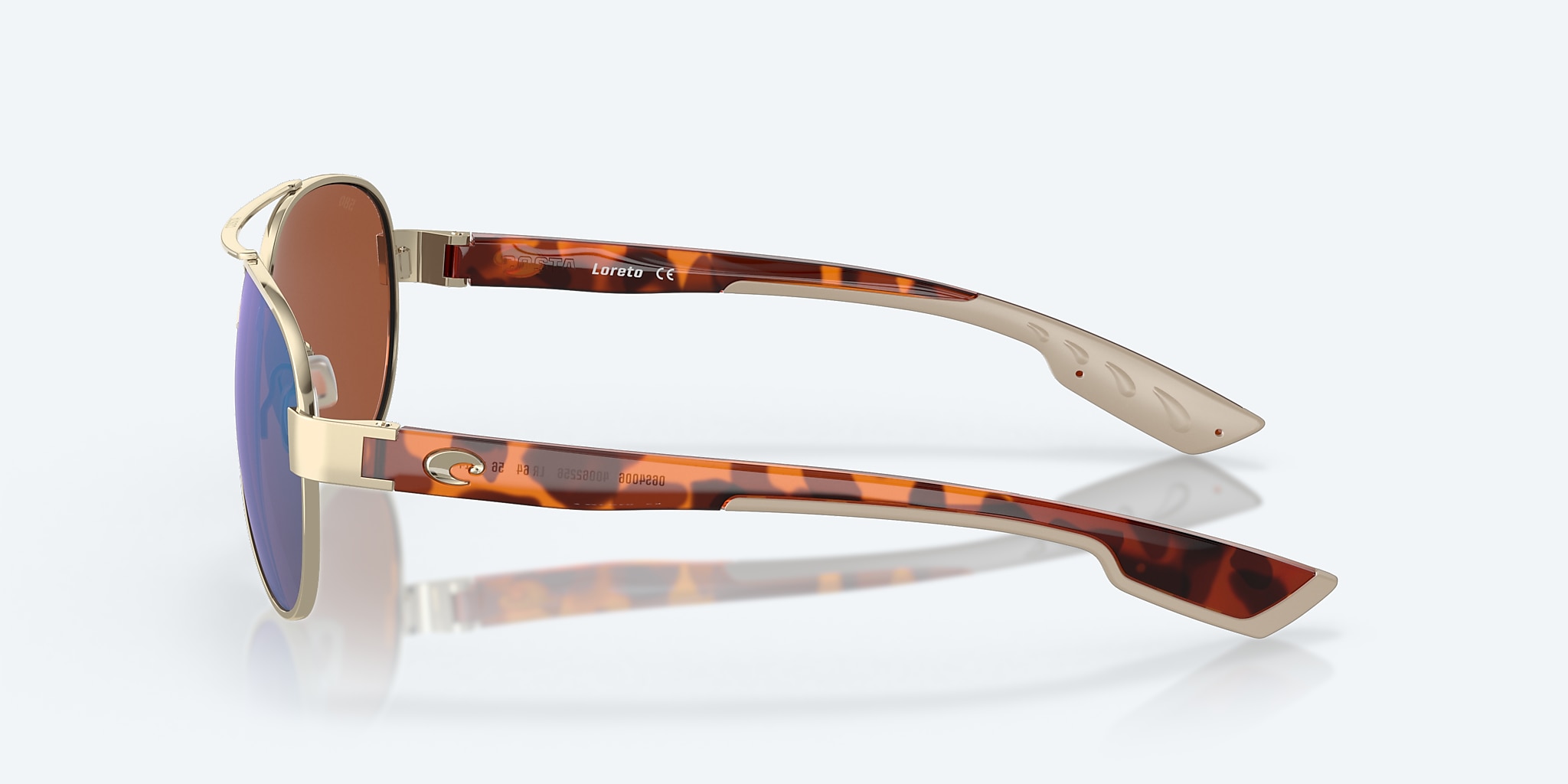 Sunglasses Costa Loreto M (56-14) with Green Mirror lens and Rose Gold frame Image 3 of 7 Sunglasses Costa Loreto M (56-14) with Green Mirror lens and Rose Gold frame Image 3 of 7