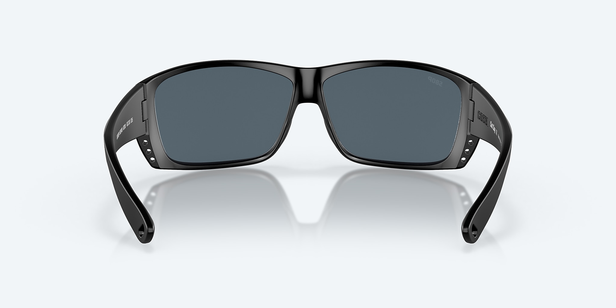 Sunglasses Costa Cat Cay M (61-10) with Gray Silver Mirror lens and Matte Black Green Logo frame Image 4 of 7
