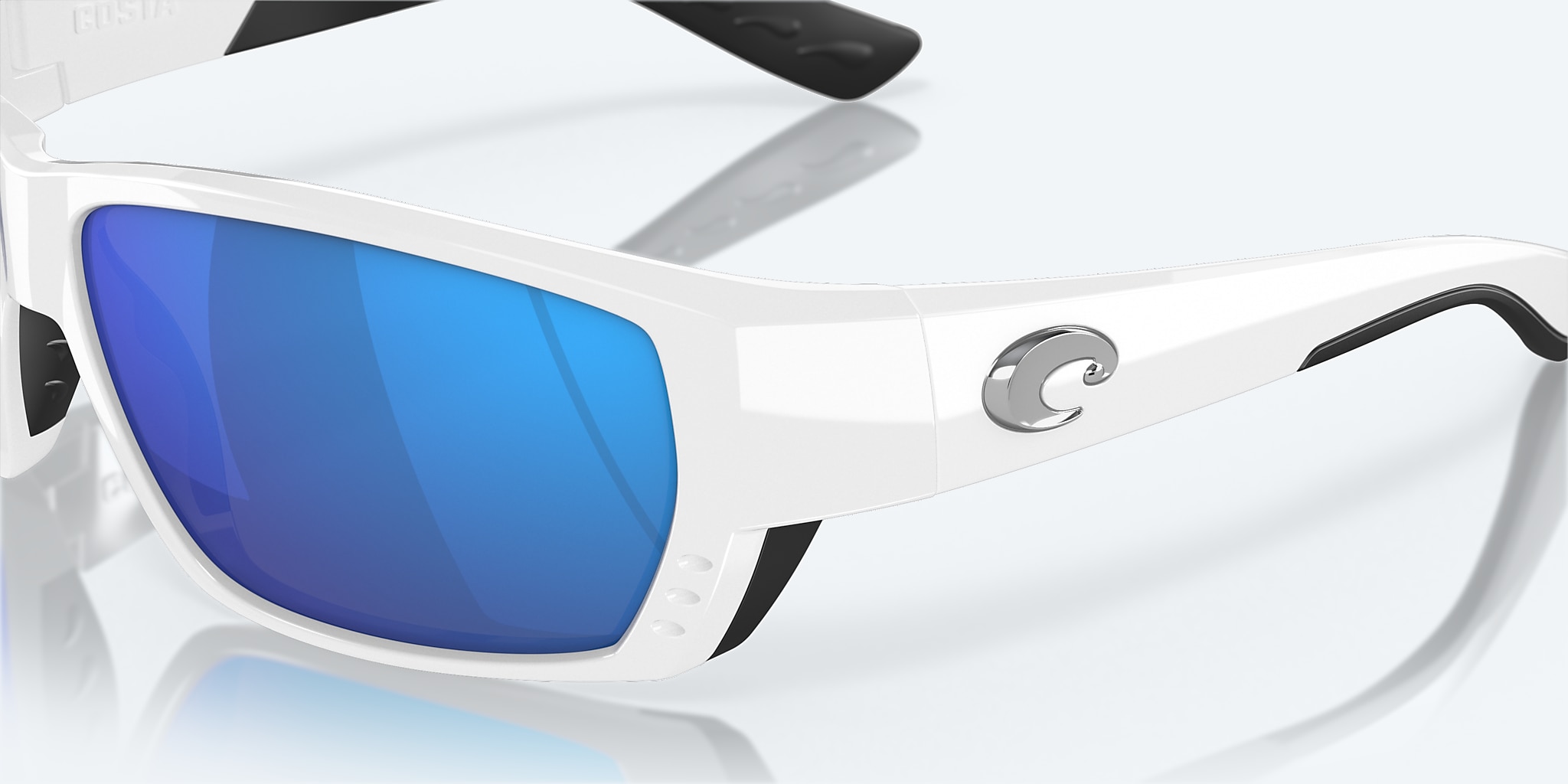Sunglasses Costa Tuna Alley XL (62-11) with Blue Mirror lens and White frame Image 6 of 7 Sunglasses Costa Tuna Alley XL (62-11) with Blue Mirror lens and White frame Image 6 of 7