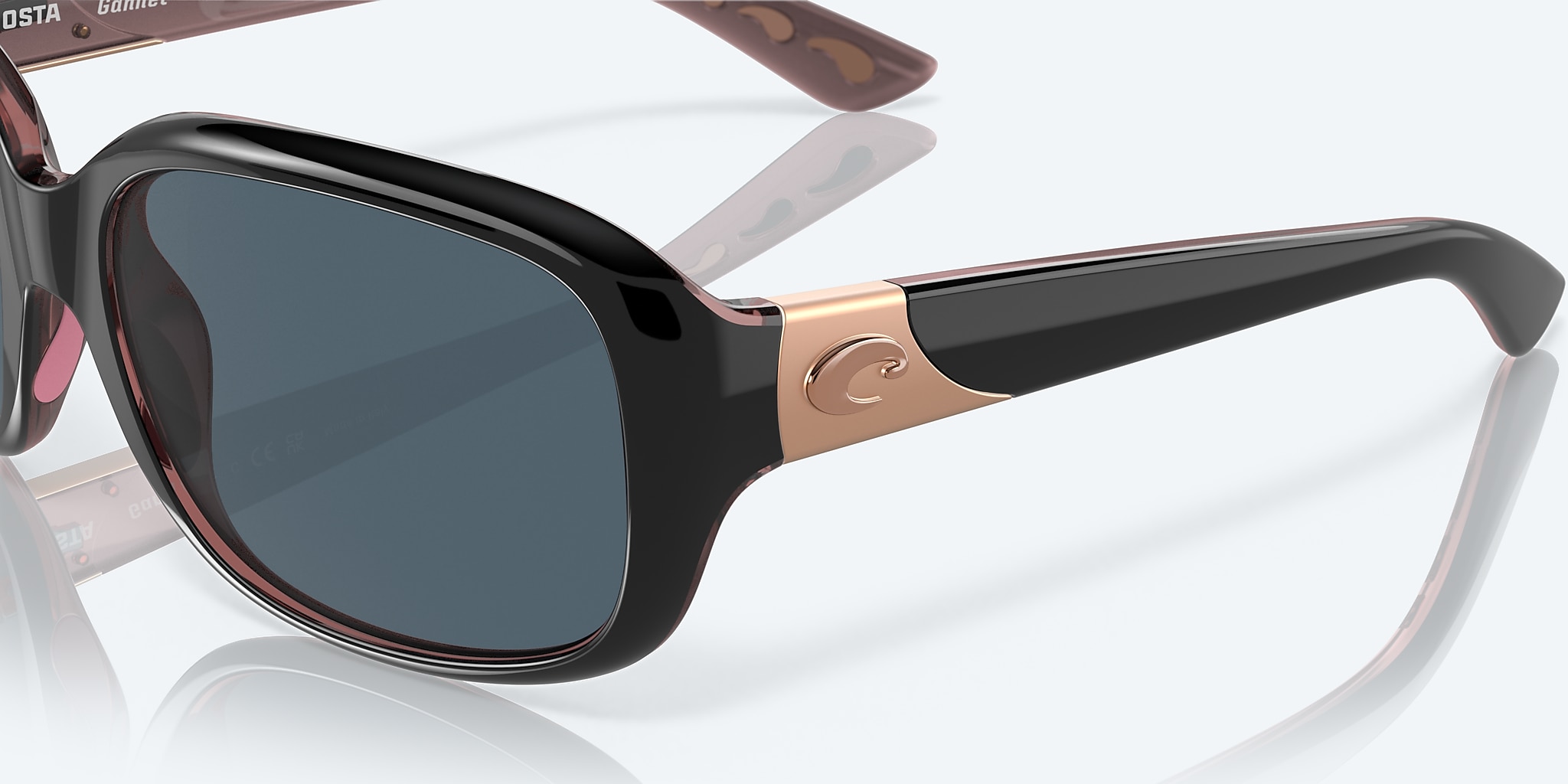 Sunglasses Costa Gannet M (58-17) with Gray lens and Shiny Black/Hibiscus frame Image 6 of 7 Sunglasses Costa Gannet M (58-17) with Gray lens and Shiny Black/Hibiscus frame Image 6 of 7