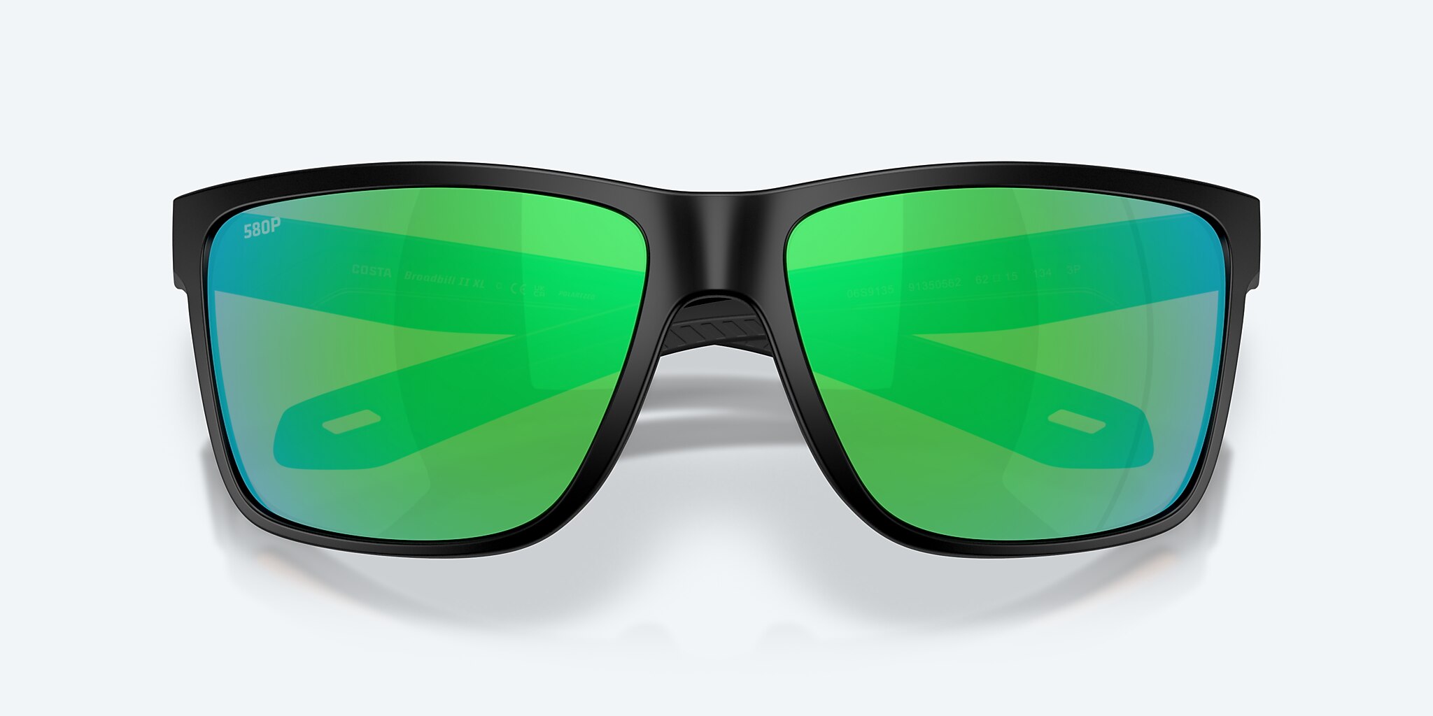 Sunglasses Costa Broadbill II XL XXL (62-15) with Green Mirror lens and Matte Black frame Image 5 of 8
