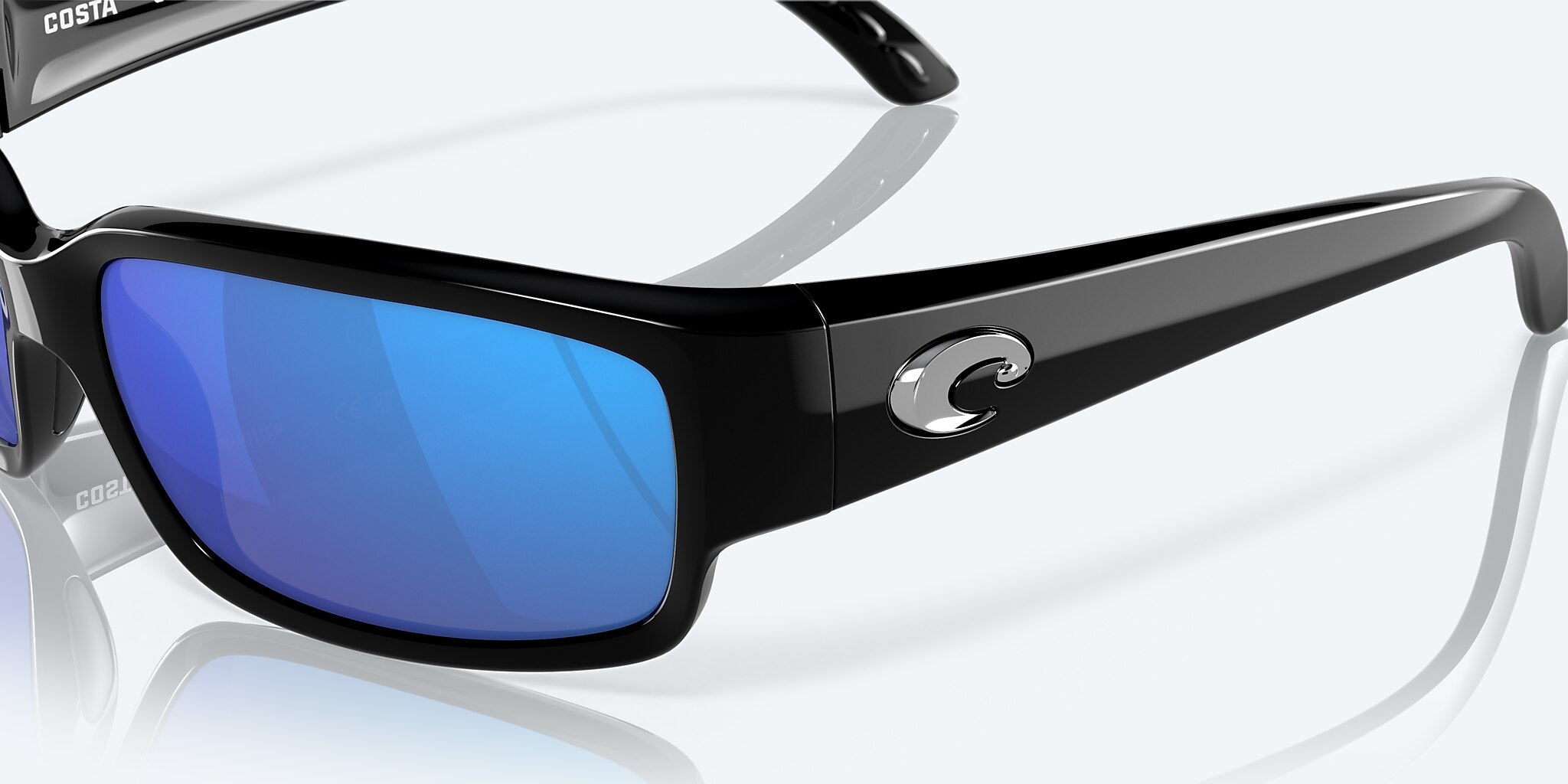Sunglasses Costa Caballito M (59-15) with Blue Mirror lens and Shiny Black frame Image 6 of 7