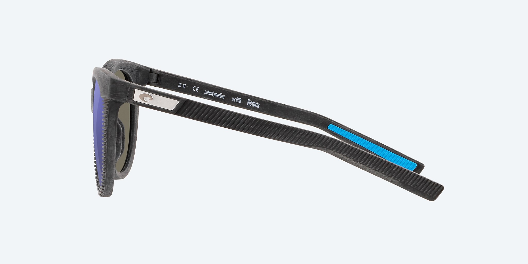 Sunglasses Costa Victoria S (56-19) with Blue Mirror lens and Net Gray With Blue Rubber frame Image 3 of 4