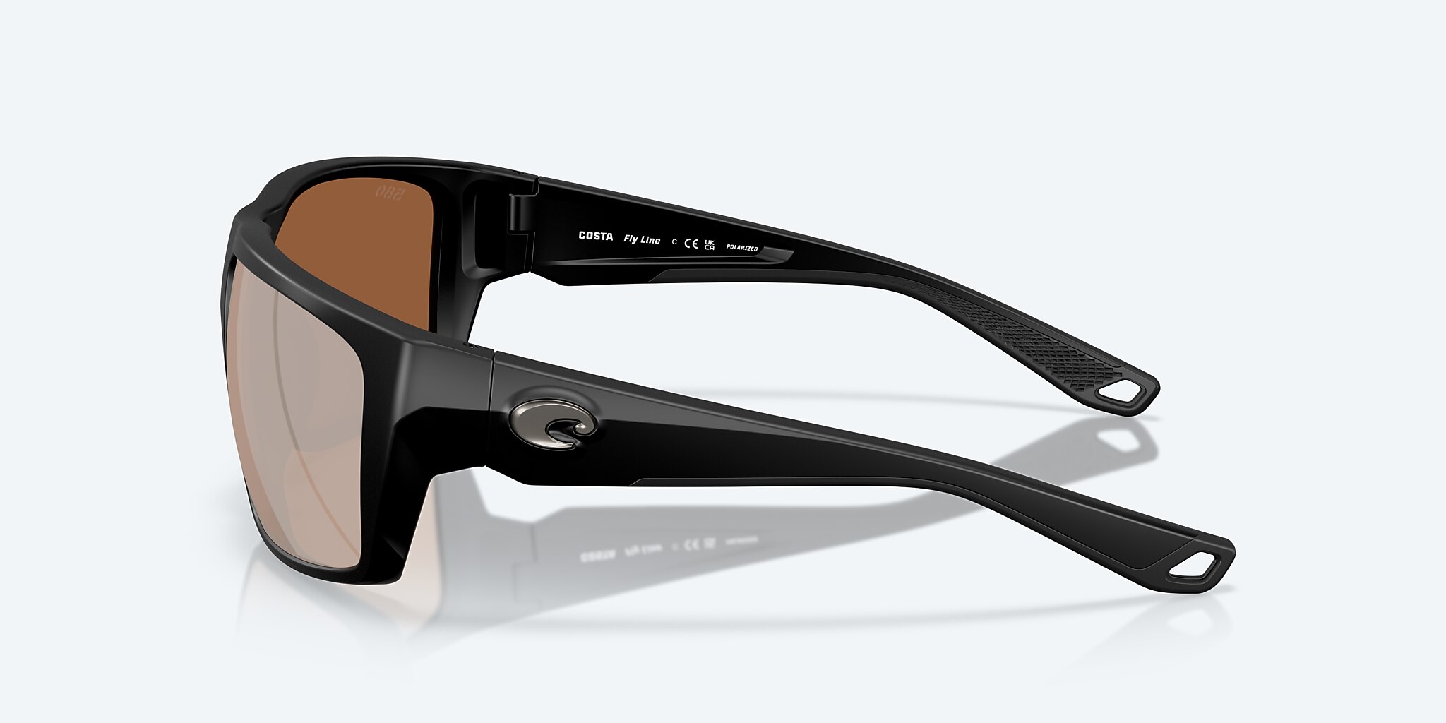 Sunglasses Costa Fly Line L (64-13) with Copper Silver Mirror lens and Matte Black frame Image 3 of 7