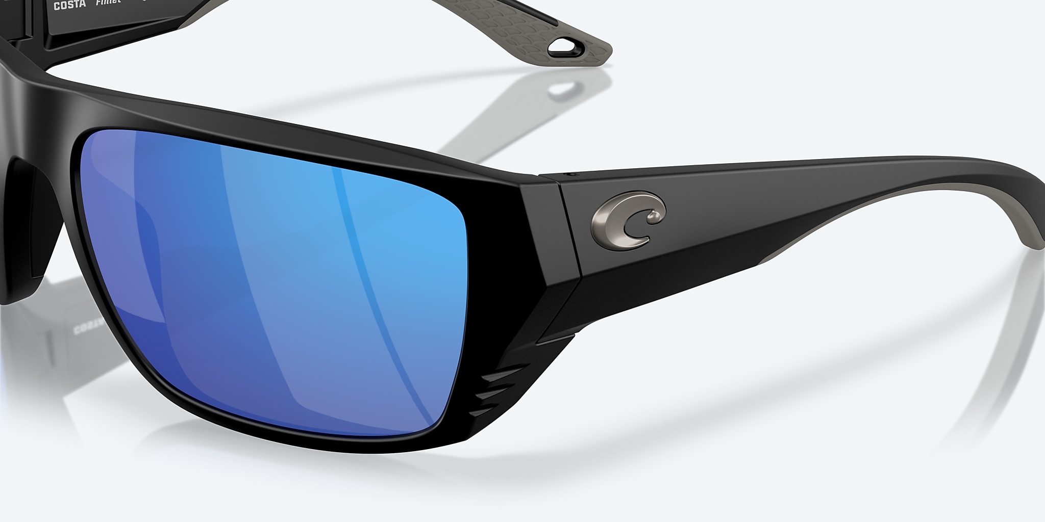 Sunglasses Costa Finlet L (59-19) with Blue Mirror lens and Matte Black frame Image 7 of 8 Sunglasses Costa Finlet L (59-19) with Blue Mirror lens and Matte Black frame Image 7 of 8