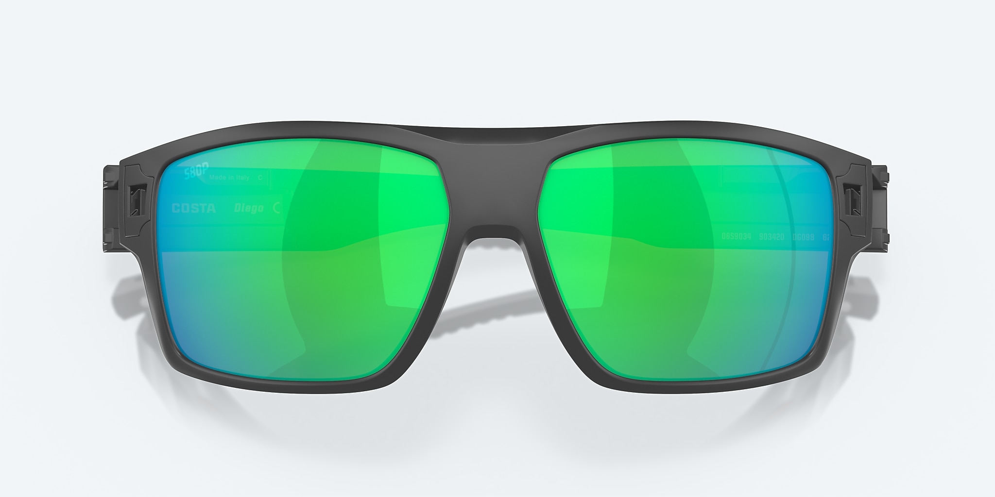 Sunglasses Costa Diego XL (62-14) with Green Mirror lens and Matte Gray frame Image 5 of 7