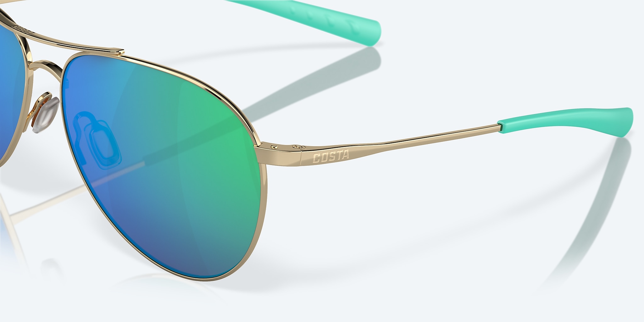 Sunglasses Costa Piper L (58-14) with Green Mirror lens and Shiny Gold frame Image 6 of 7 Sunglasses Costa Piper L (58-14) with Green Mirror lens and Shiny Gold frame Image 6 of 7