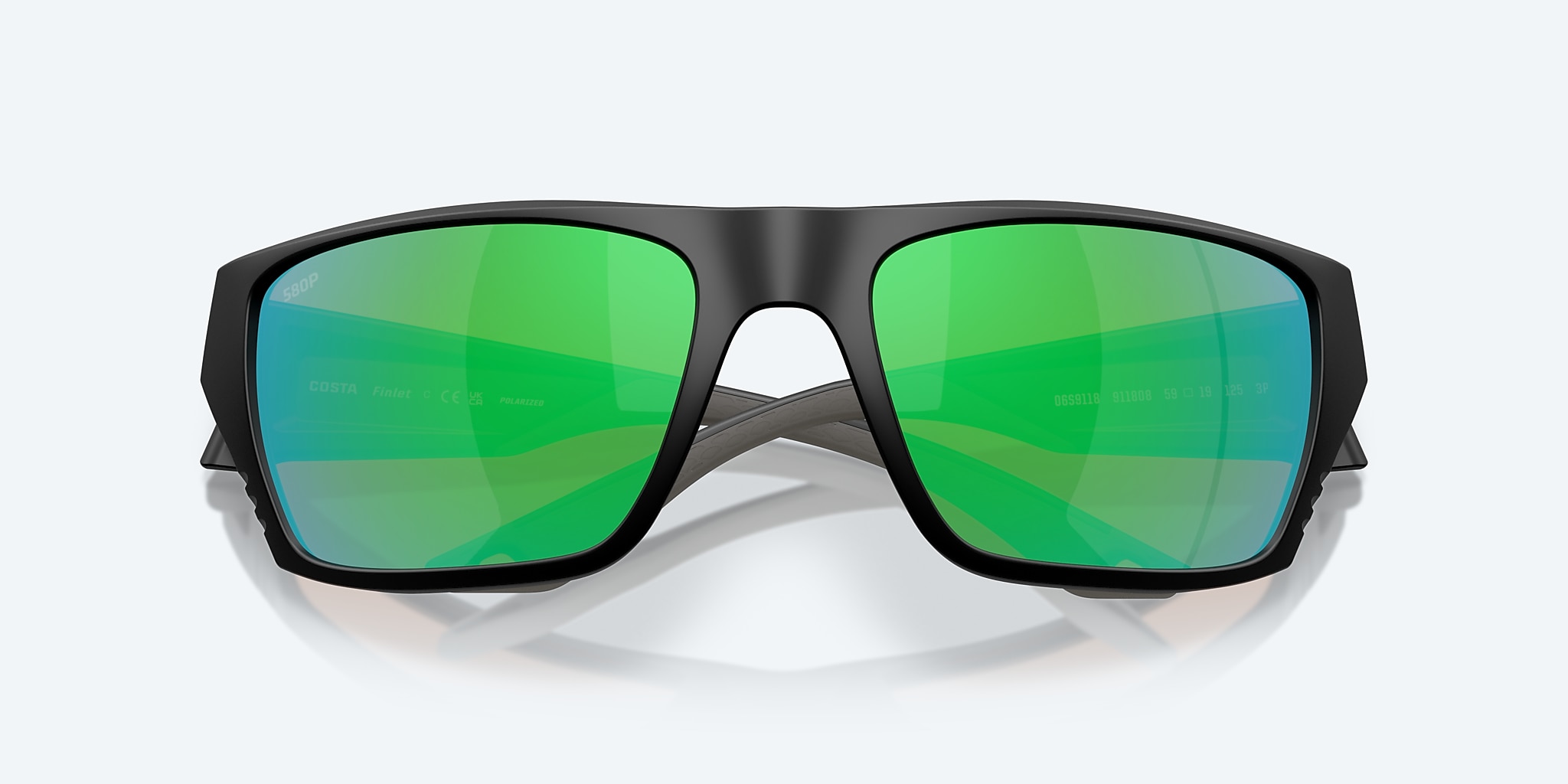 Sunglasses Costa Finlet L (59-19) with Green Mirror lens and Matte Black frame Image 5 of 7 Sunglasses Costa Finlet L (59-19) with Green Mirror lens and Matte Black frame Image 5 of 7