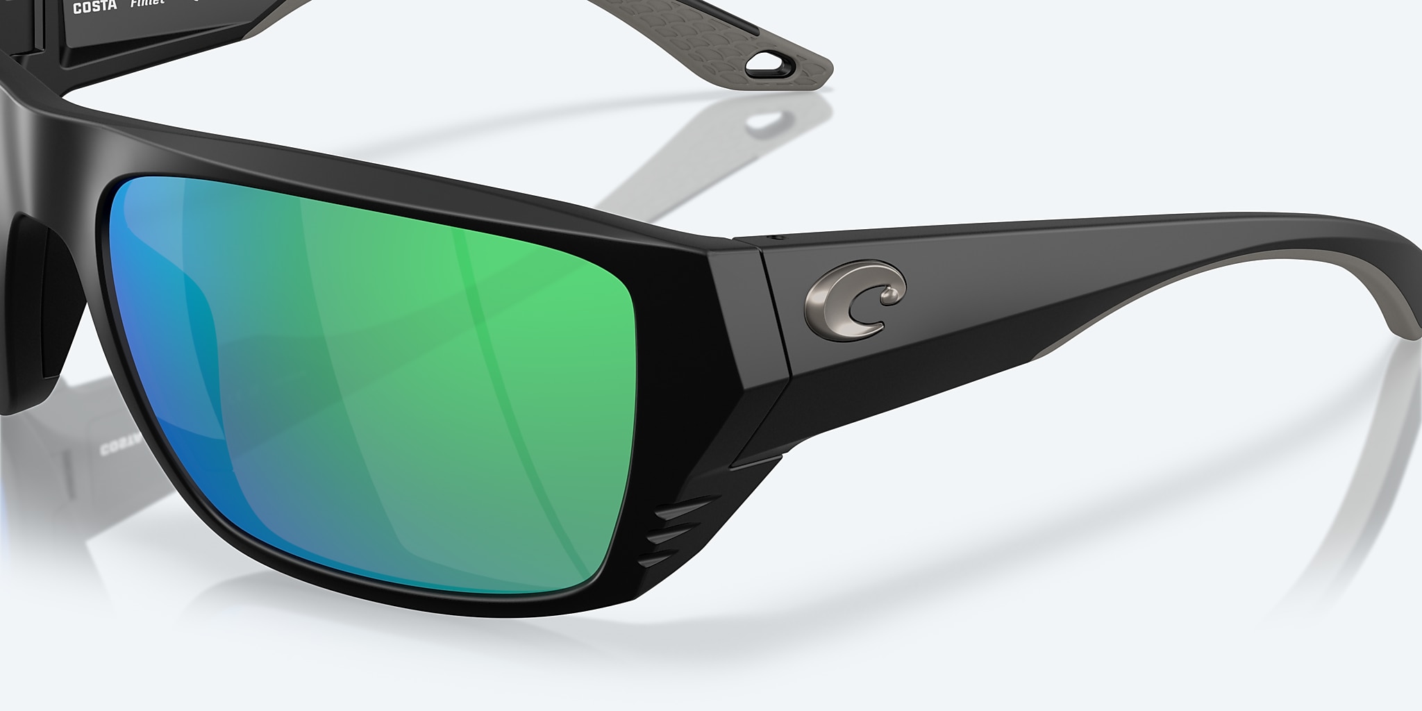 Sunglasses Costa Finlet L (59-19) with Green Mirror lens and Matte Black frame Image 6 of 7 Sunglasses Costa Finlet L (59-19) with Green Mirror lens and Matte Black frame Image 6 of 7