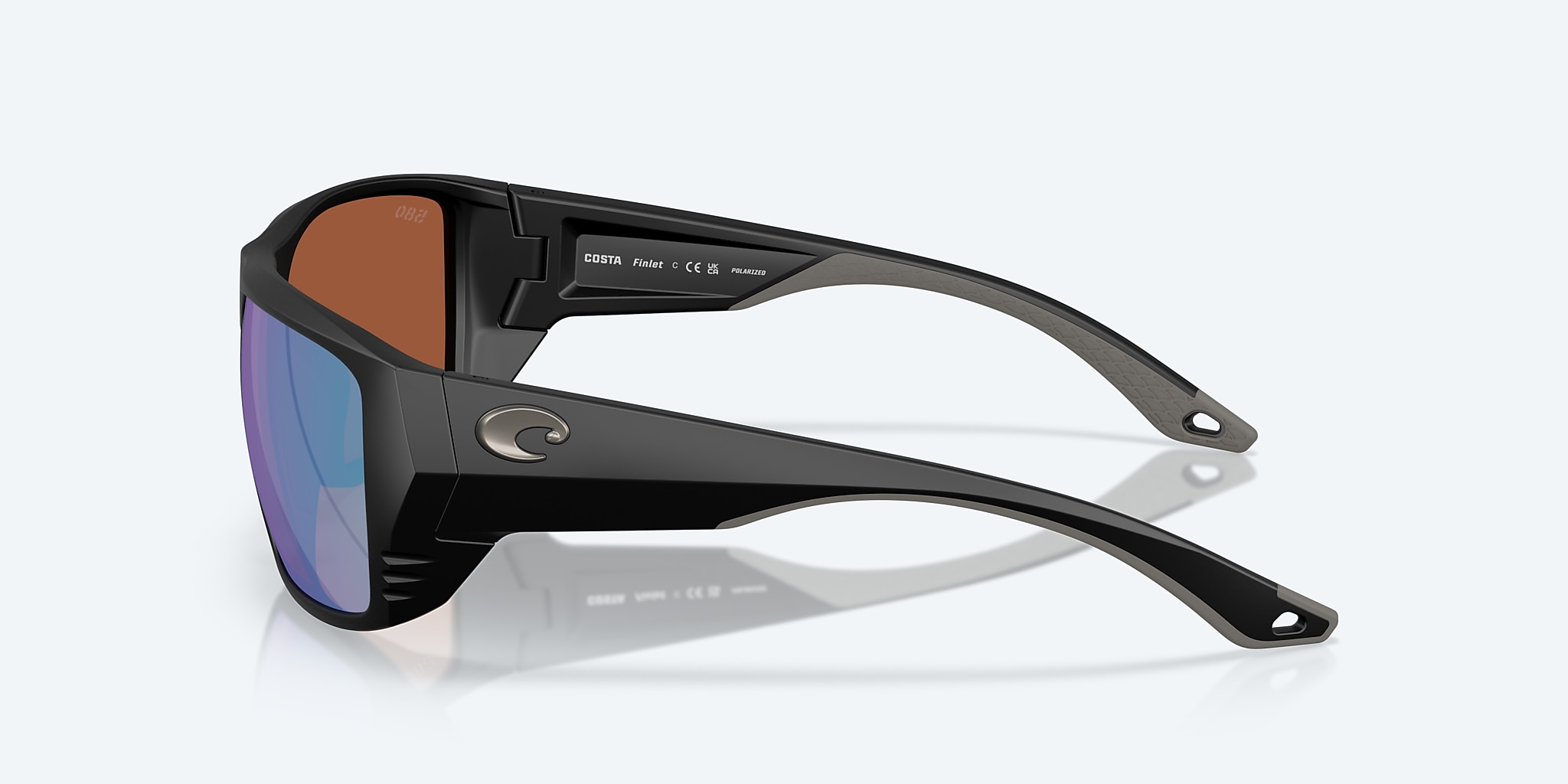 Sunglasses Costa Finlet L (59-19) with Green Mirror lens and Matte Black frame Image 3 of 7 Sunglasses Costa Finlet L (59-19) with Green Mirror lens and Matte Black frame Image 3 of 7