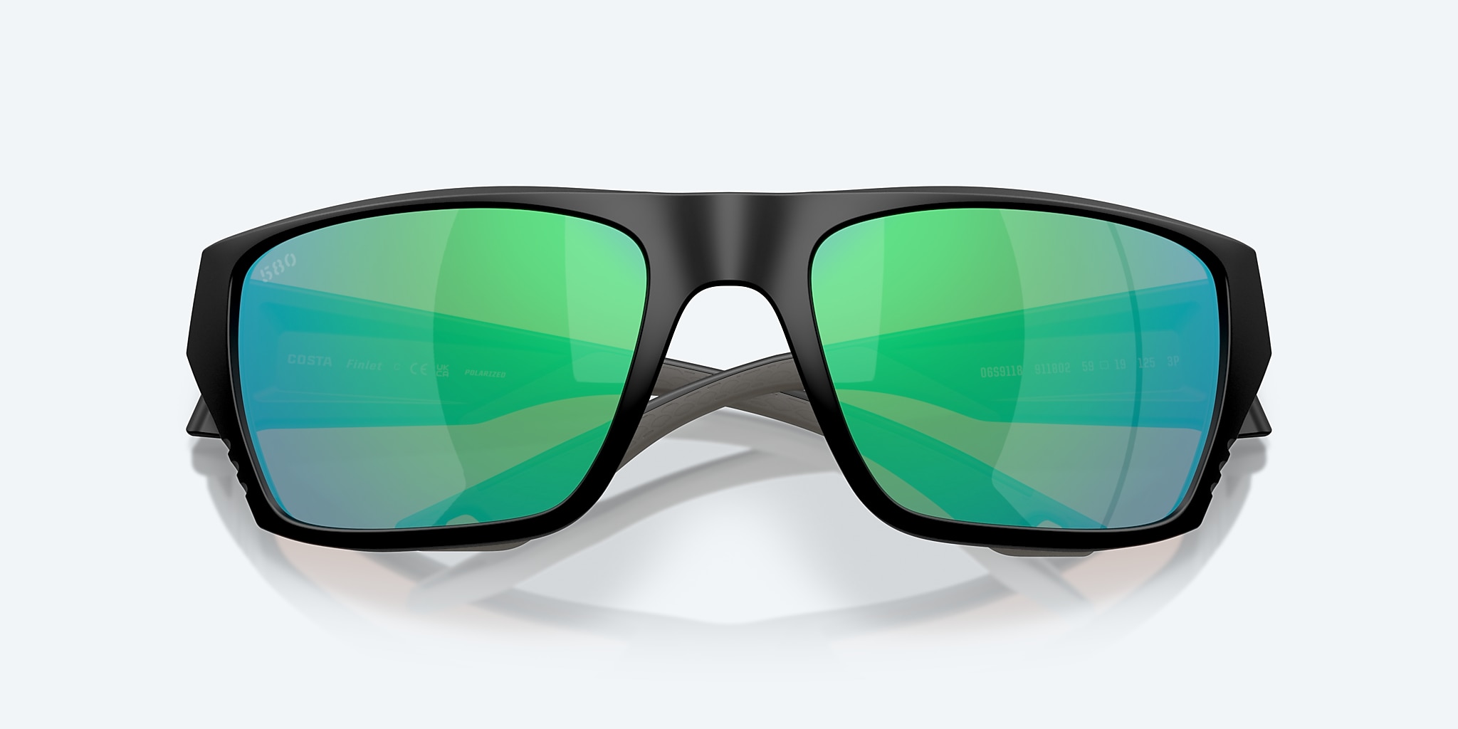 Sunglasses Costa Finlet L (59-19) with Green Mirror lens and Matte Black frame Image 5 of 7 Sunglasses Costa Finlet L (59-19) with Green Mirror lens and Matte Black frame Image 5 of 7