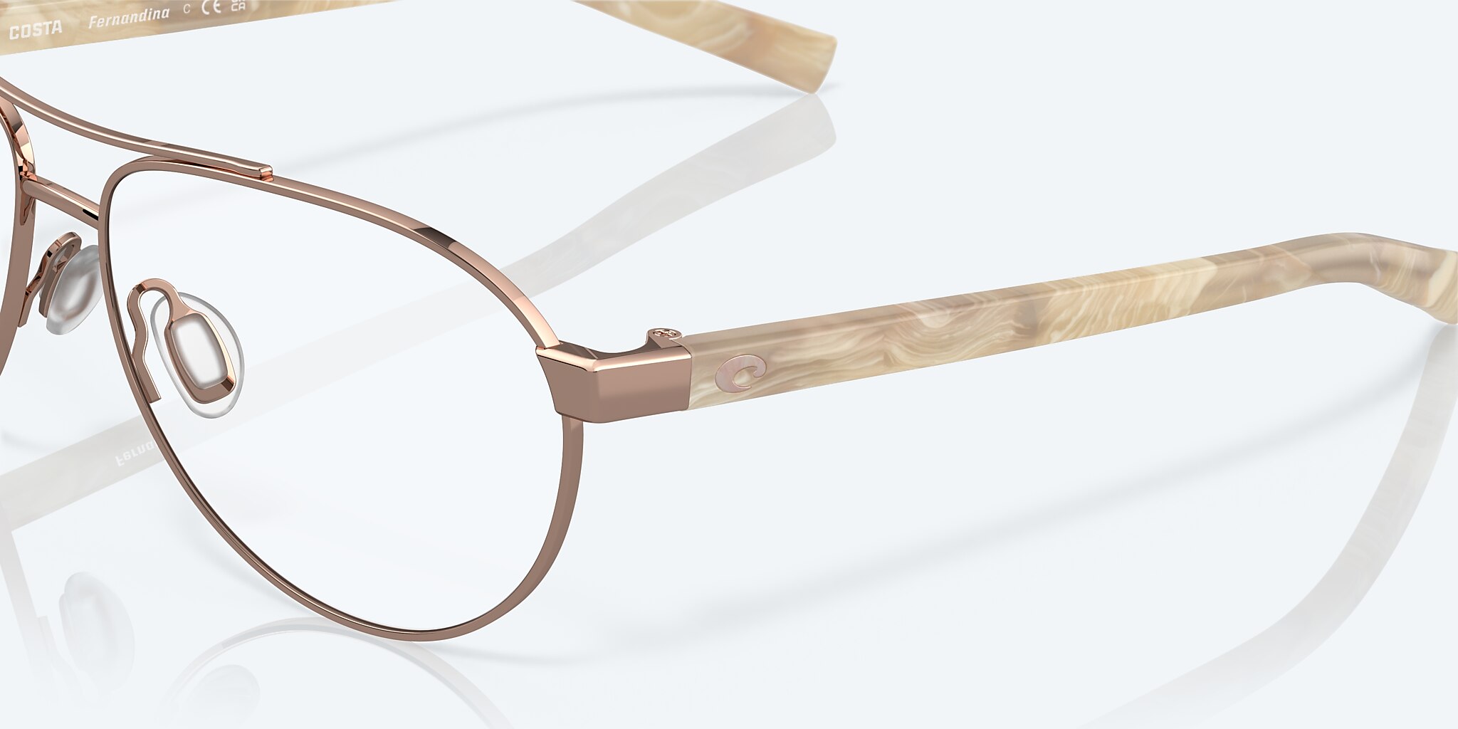Eyeglasses Costa Fernandina RX S (57-15) with DEMO LENS lens and Rose Gold frame Image 6 of 7