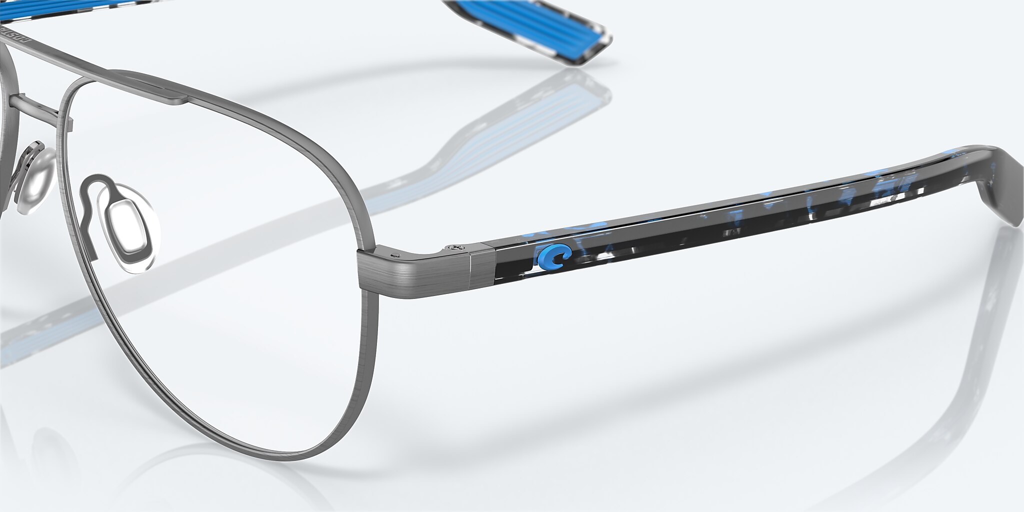 Eyeglasses Costa Peli RX L (57-14) with Demo Lens lens and Matte Brushed Gunmetal frame Image 6 of 7