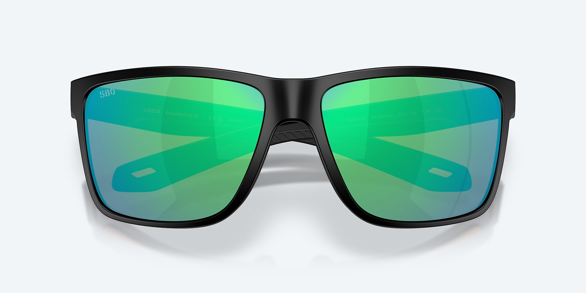 Sunglasses Costa Broadbill II XL XXL (62-15) with Green Mirror lens and Matte Black frame Image 5 of 8