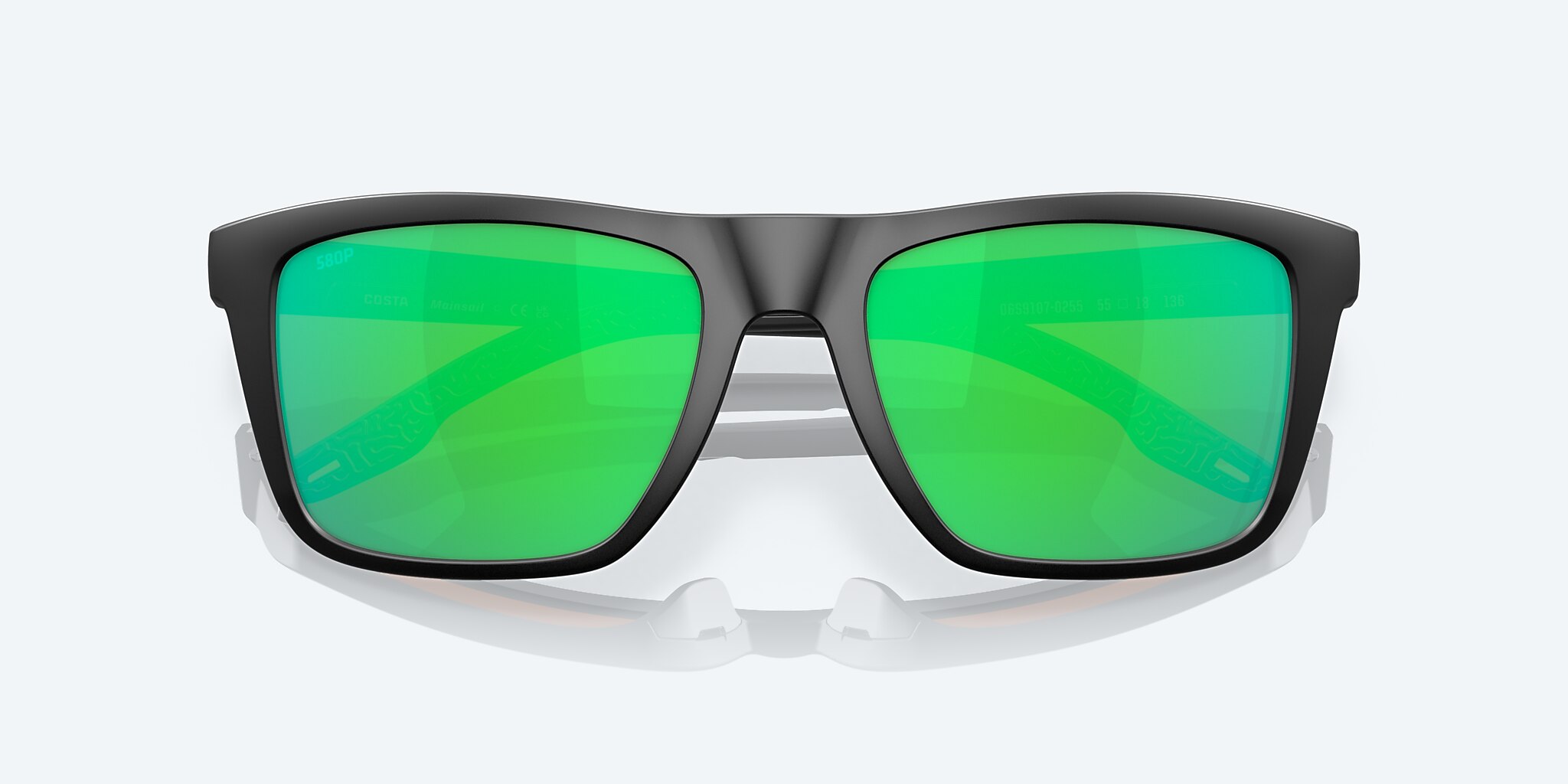 Sunglasses Costa Mainsail L (55-18) with Green Mirror lens and Matte Black frame Image 5 of 7