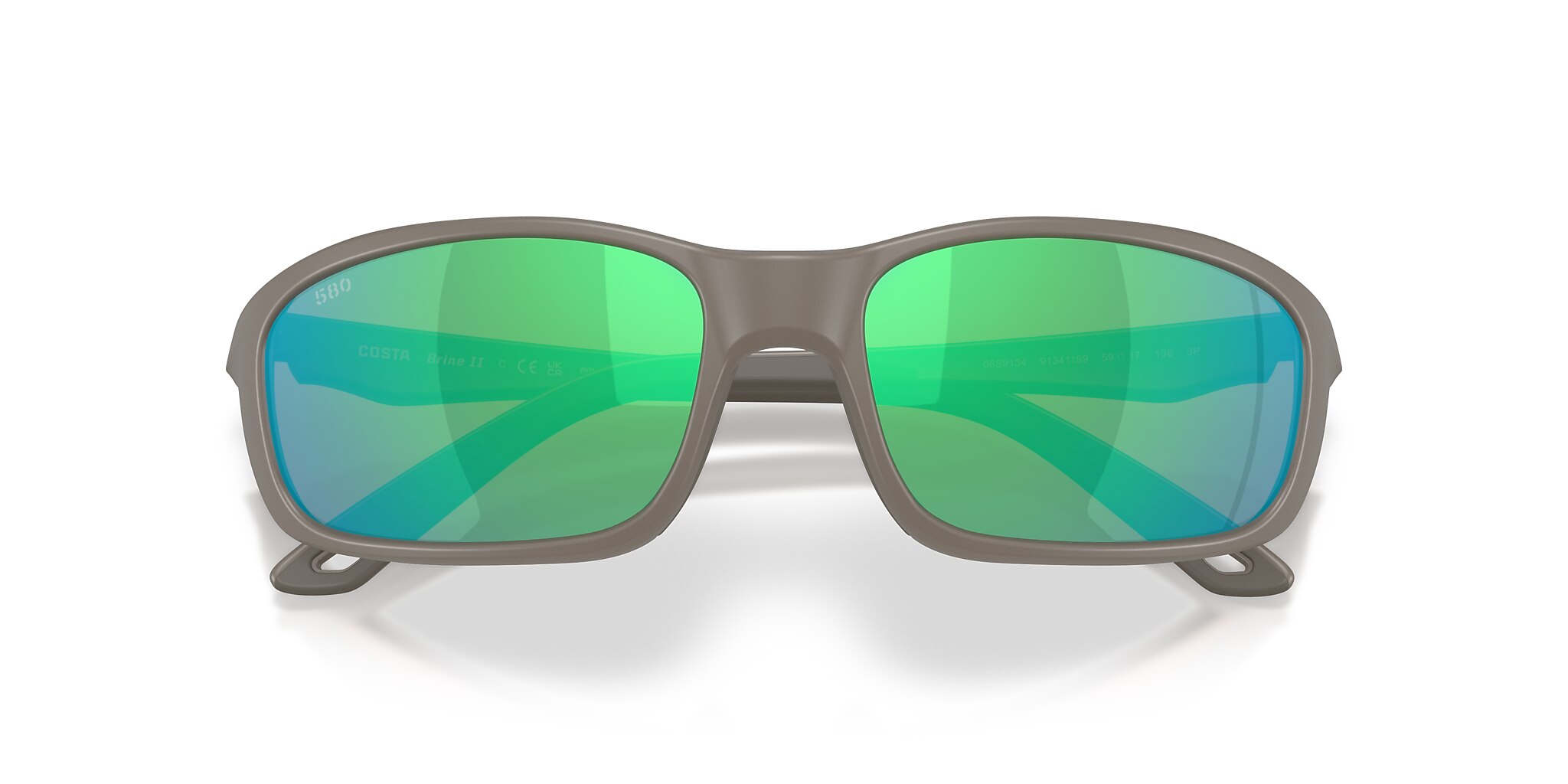 Costa Brine II M (59-17) with Green Mirror lenses and Olive Shale