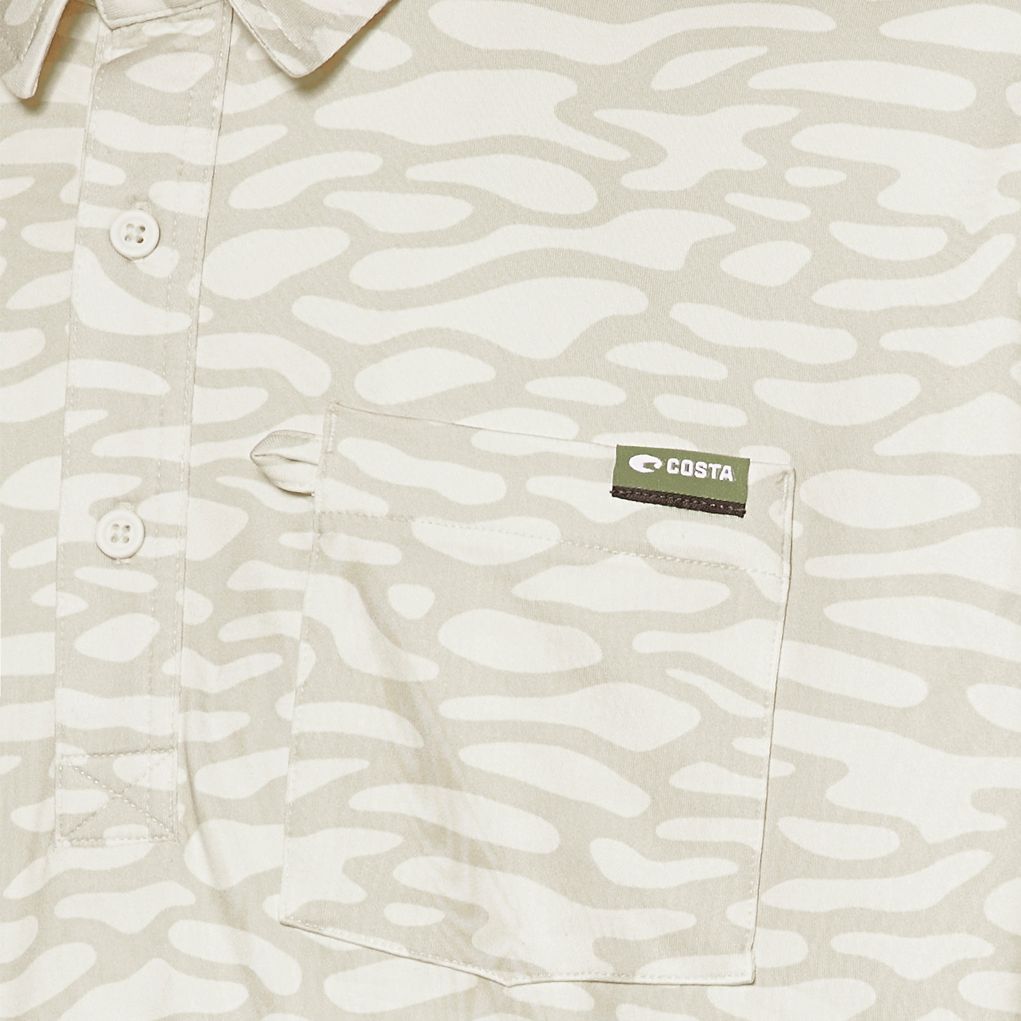 Apparel Water Print White Costa SS Voyager Polo Image 4 of 4 Apparel Water Print White Costa SS Voyager Polo Image 4 of 4
