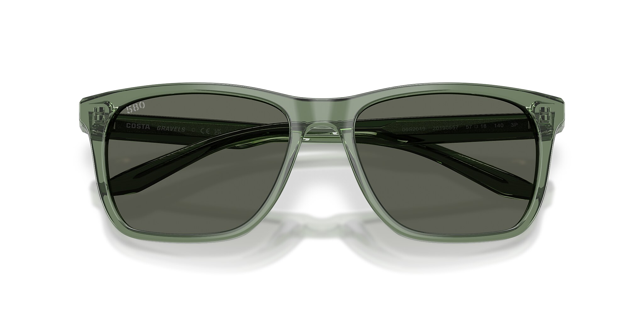 Costa Gravels L (57-18) with Gray lenses and Algae Green frame