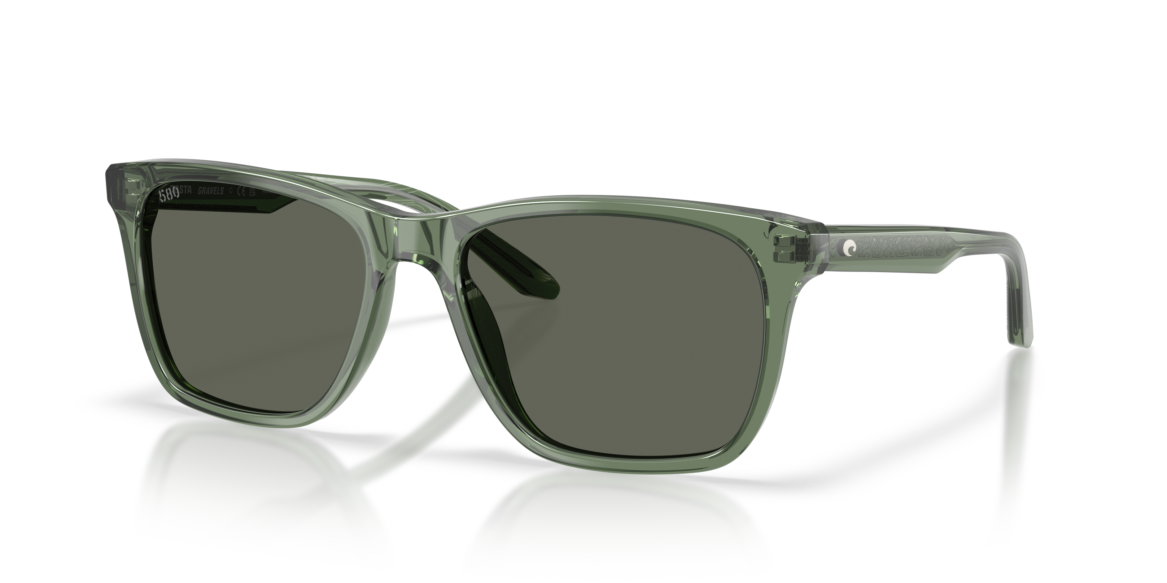 Costa Gravels L (57-18) with Gray lenses and Algae Green frame