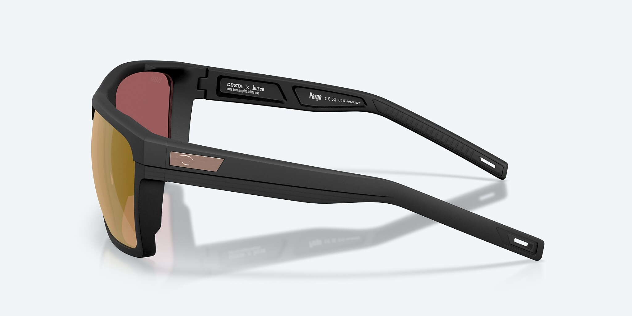 Sunglasses Costa Pargo L (61-17) with Gold Mirror lens and Netplus Black frame Image 3 of 7