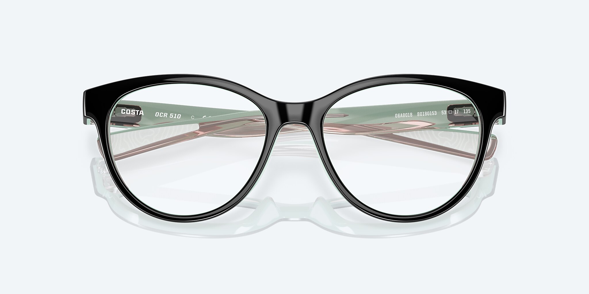 Eyeglasses Costa Ocean Ridge 510 M (51-17) with DEMO LENS lens and Black Seafoam Blush Crystal frame Image 5 of 7 Eyeglasses Costa Ocean Ridge 510 M (51-17) with DEMO LENS lens and Black Seafoam Blush Crystal frame Image 5 of 7