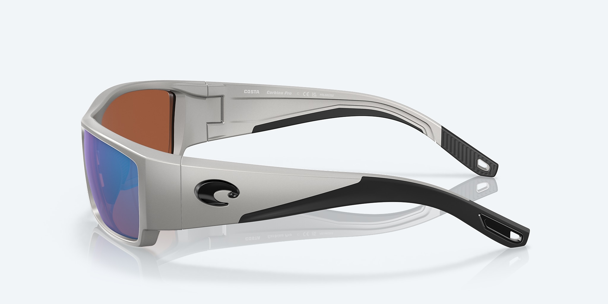 Sunglasses Costa Corbina PRO XL (61-18) with Green Mirror lens and Metallic Silver frame Image 3 of 7 Sunglasses Costa Corbina PRO XL (61-18) with Green Mirror lens and Metallic Silver frame Image 3 of 7