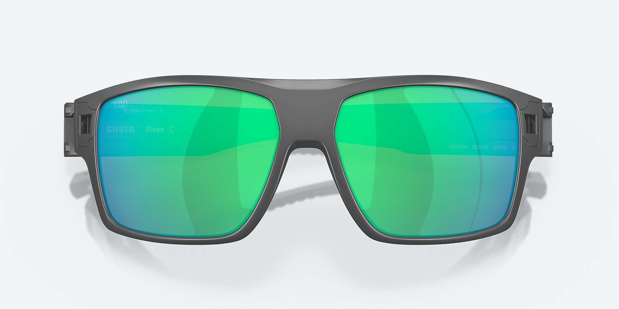 Sunglasses Costa Diego XL (62-14) with Green Mirror lens and Matte Gray frame Image 5 of 8 Sunglasses Costa Diego XL (62-14) with Green Mirror lens and Matte Gray frame Image 5 of 8