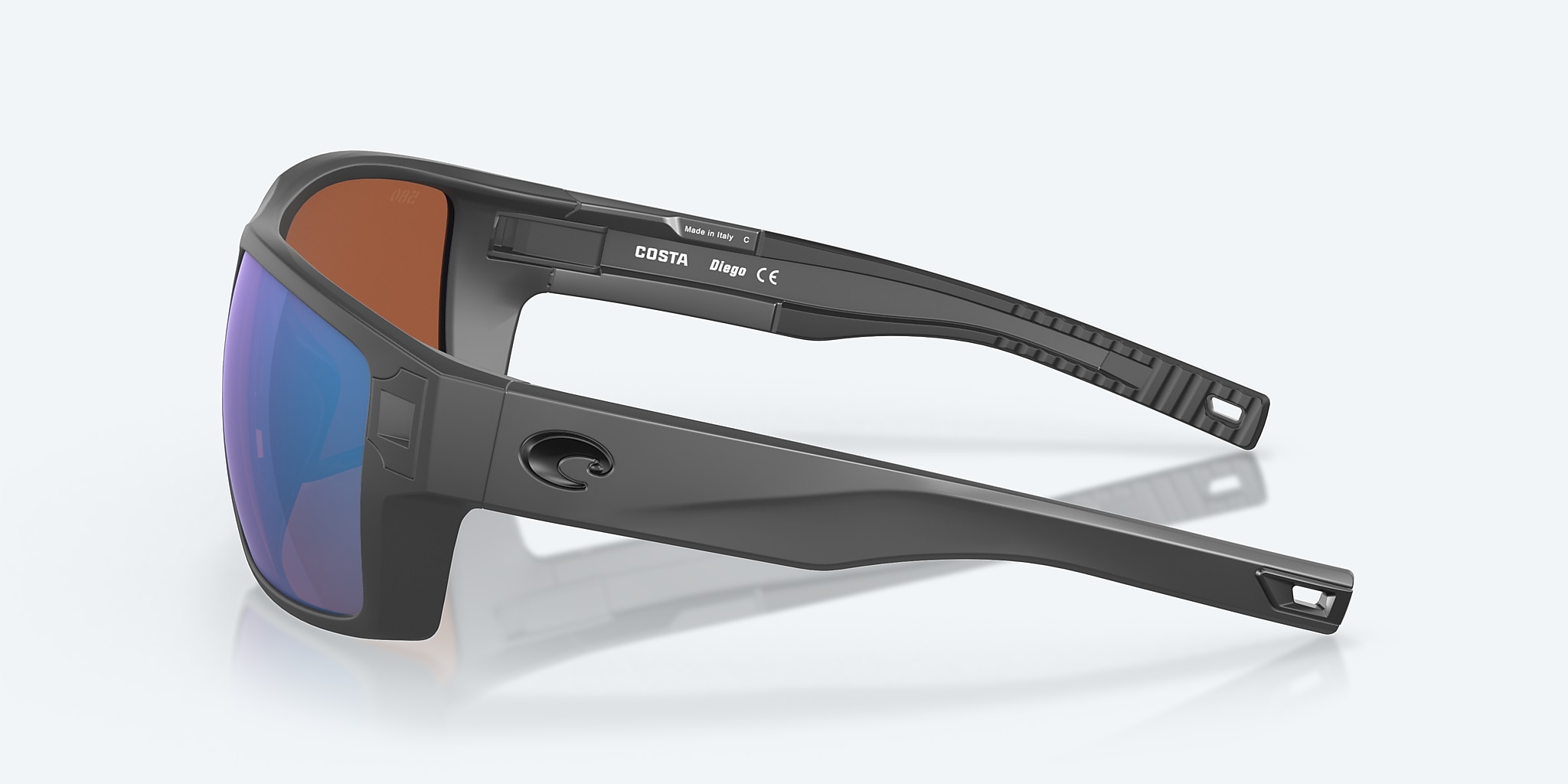 Sunglasses Costa Diego XL (62-14) with Green Mirror lens and Matte Gray frame Image 3 of 8 Sunglasses Costa Diego XL (62-14) with Green Mirror lens and Matte Gray frame Image 3 of 8