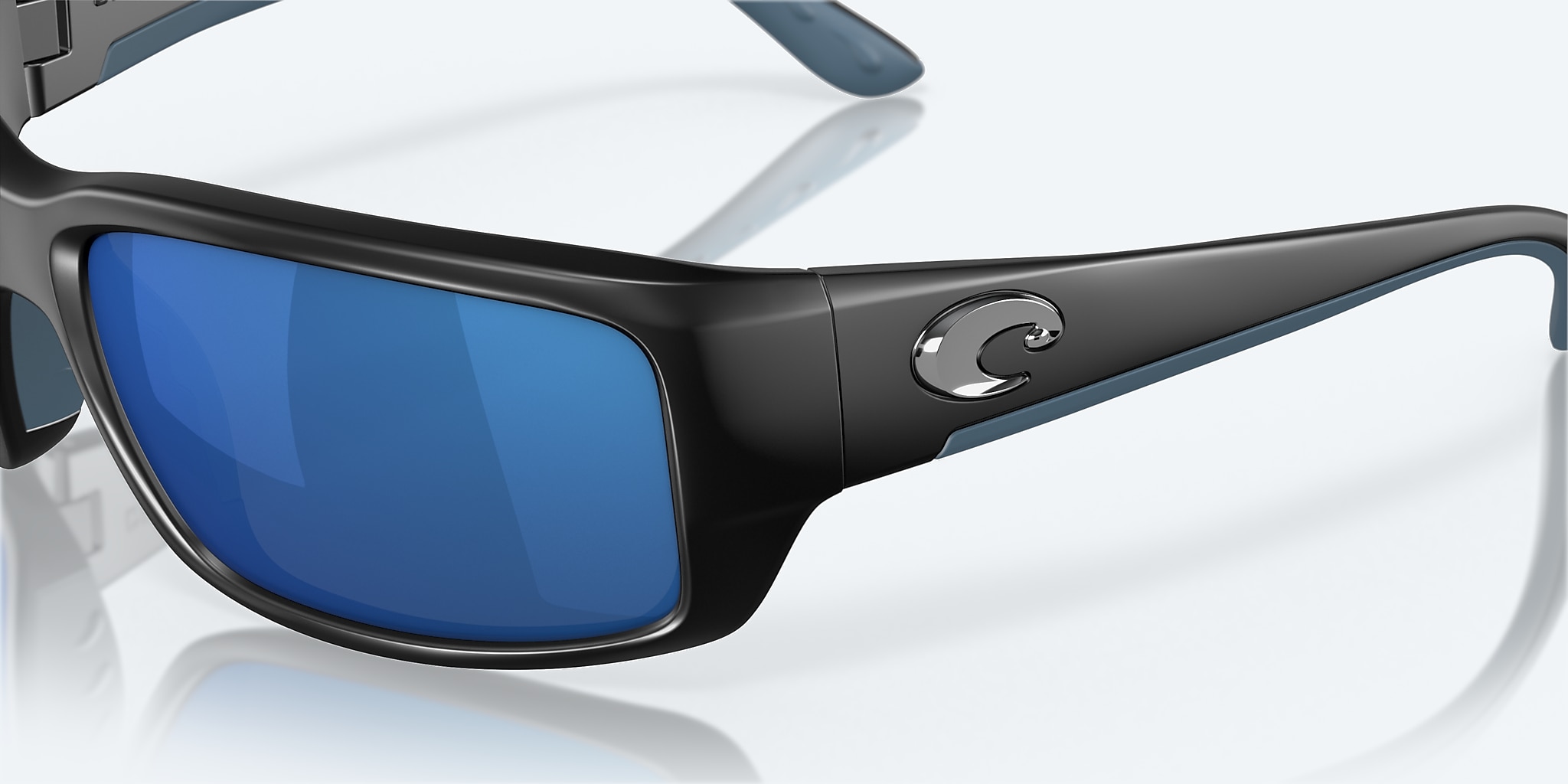 Sunglasses Costa Fantail M (59-14) with Blue Mirror lens and Matte Black frame Image 6 of 7 Sunglasses Costa Fantail M (59-14) with Blue Mirror lens and Matte Black frame Image 6 of 7