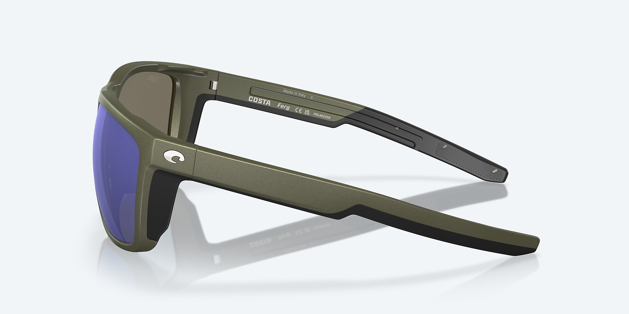 Sunglasses Costa Ferg L (59-16) with Blue Mirror lens and Moss Metallic frame Image 3 of 8