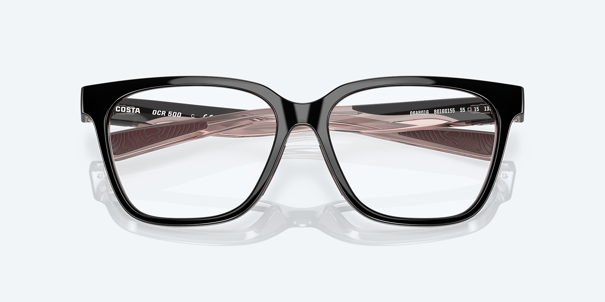 Eyeglasses Costa Ocean Ridge 500 L (55-15) with DEMO LENS lens and Black Smoke Blush Crystal frame Image 5 of 7 Eyeglasses Costa Ocean Ridge 500 L (55-15) with DEMO LENS lens and Black Smoke Blush Crystal frame Image 5 of 7