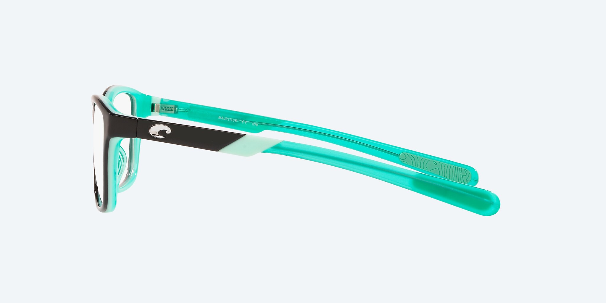 Eyeglasses Costa Ocean Ridge 110 XXS (50-15) with DEMO LENS lens and Shiny Black/Kiwi/Kiwi Crystal frame Image 3 of 4