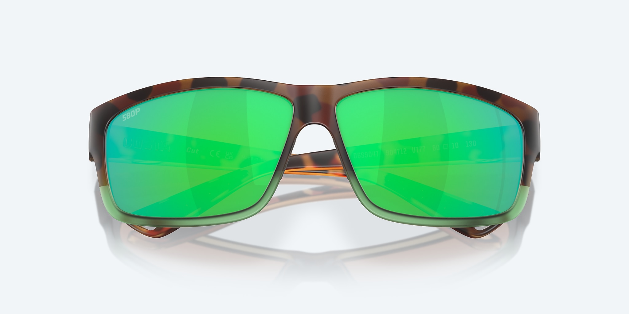 Sunglasses Costa Cut L (60-10) with Green Mirror lens and Matte Tortuga Fade frame Image 5 of 7 Sunglasses Costa Cut L (60-10) with Green Mirror lens and Matte Tortuga Fade frame Image 5 of 7