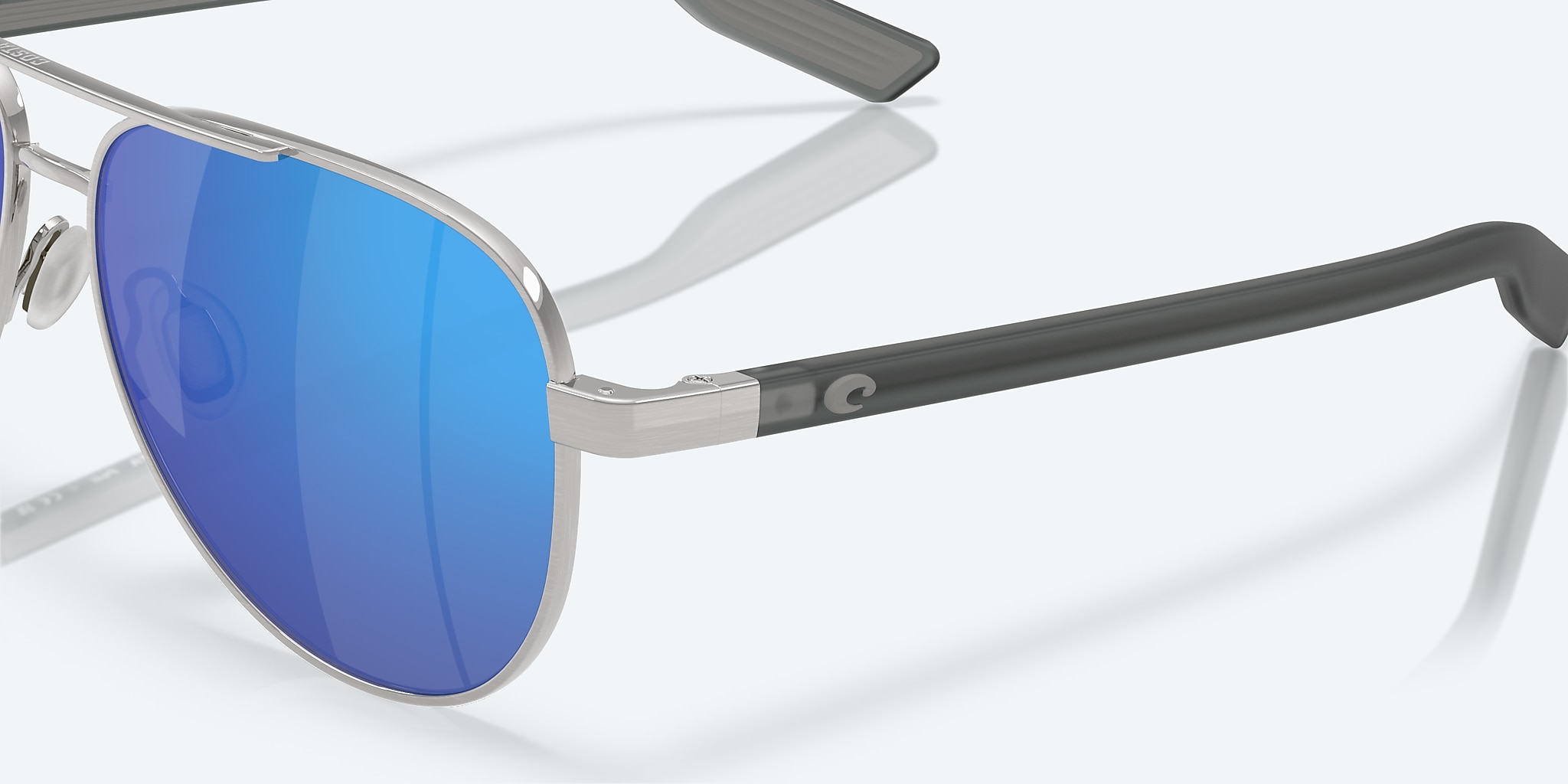 Sunglasses Costa Peli L (57-14) with Blue Mirror lens and Brushed Silver frame Image 6 of 7 Sunglasses Costa Peli L (57-14) with Blue Mirror lens and Brushed Silver frame Image 6 of 7
