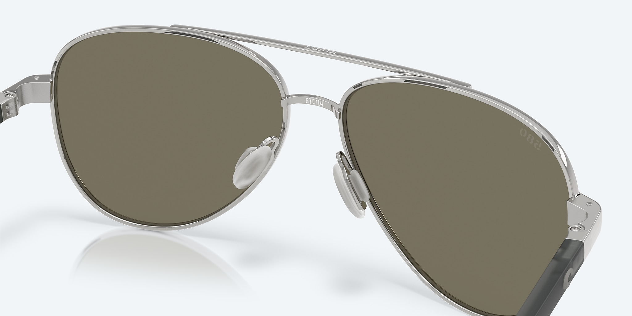 Sunglasses Costa Peli L (57-14) with Blue Mirror lens and Brushed Silver frame Image 7 of 7 Sunglasses Costa Peli L (57-14) with Blue Mirror lens and Brushed Silver frame Image 7 of 7
