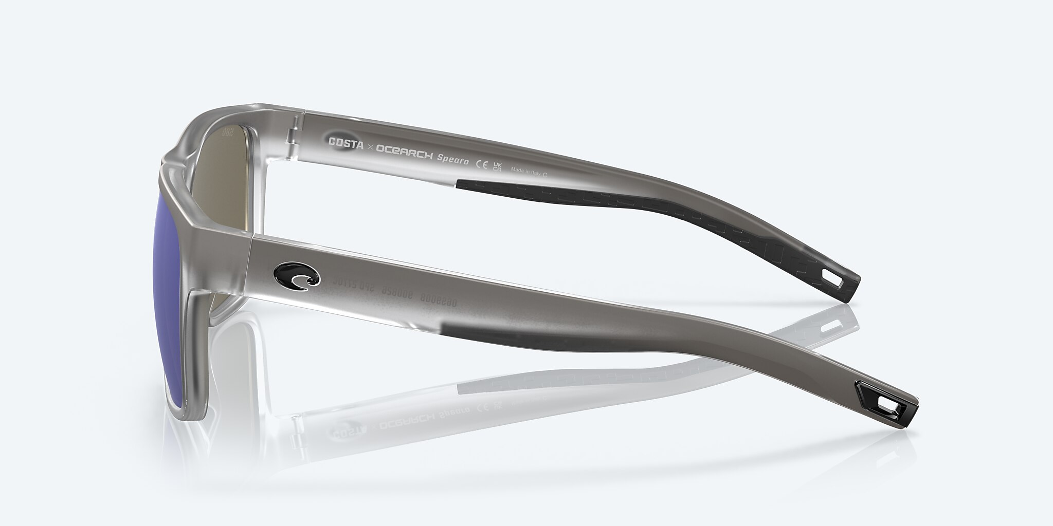Sunglasses Costa Ocearch® Spearo XXL (56-17) with Blue Mirror lens and Ocearch Matte Fog Gray frame Image 3 of 7