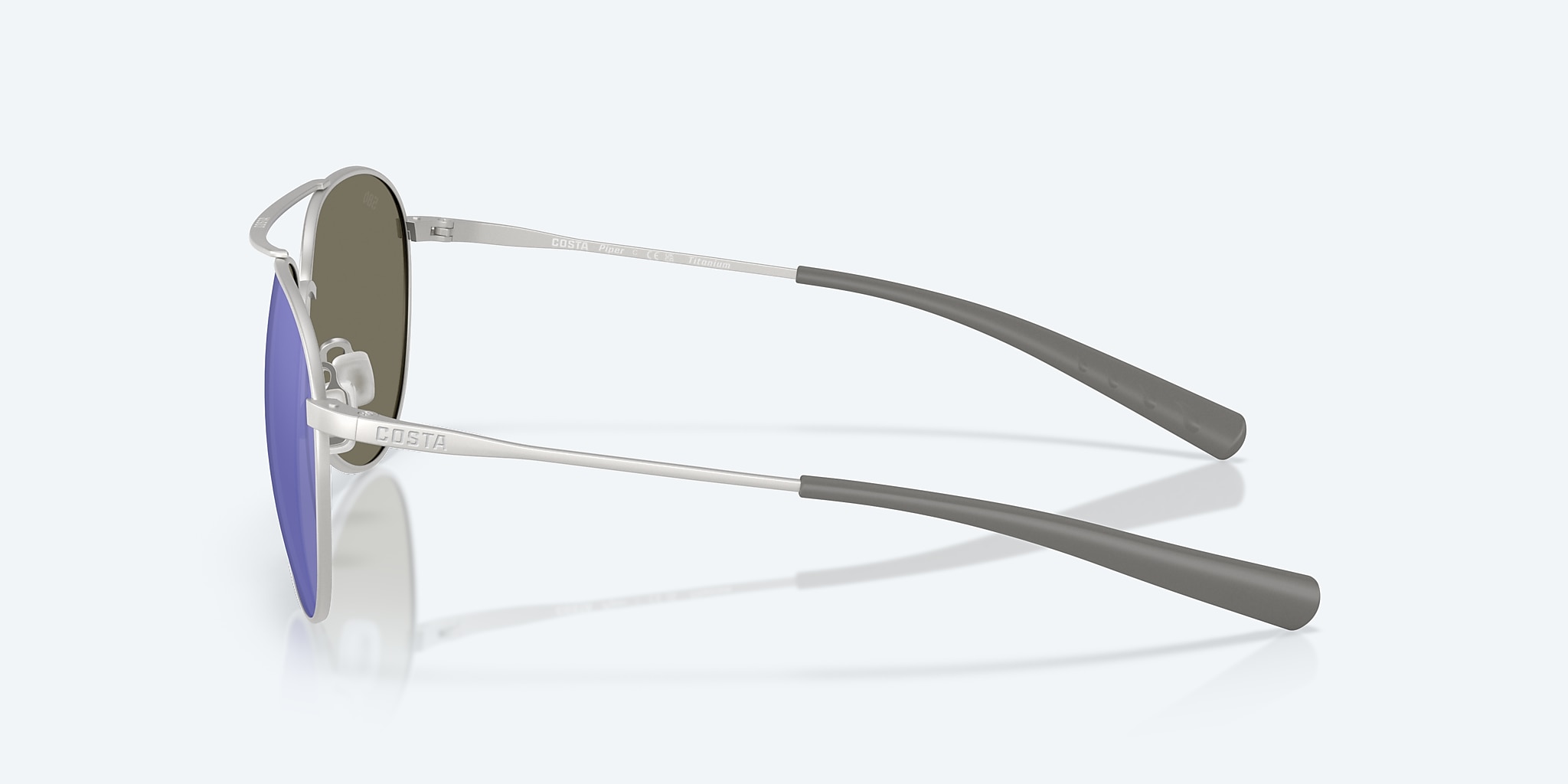 Sunglasses Costa Piper L (58-14) with Blue Mirror lens and Satin Silver frame Image 3 of 7 Sunglasses Costa Piper L (58-14) with Blue Mirror lens and Satin Silver frame Image 3 of 7