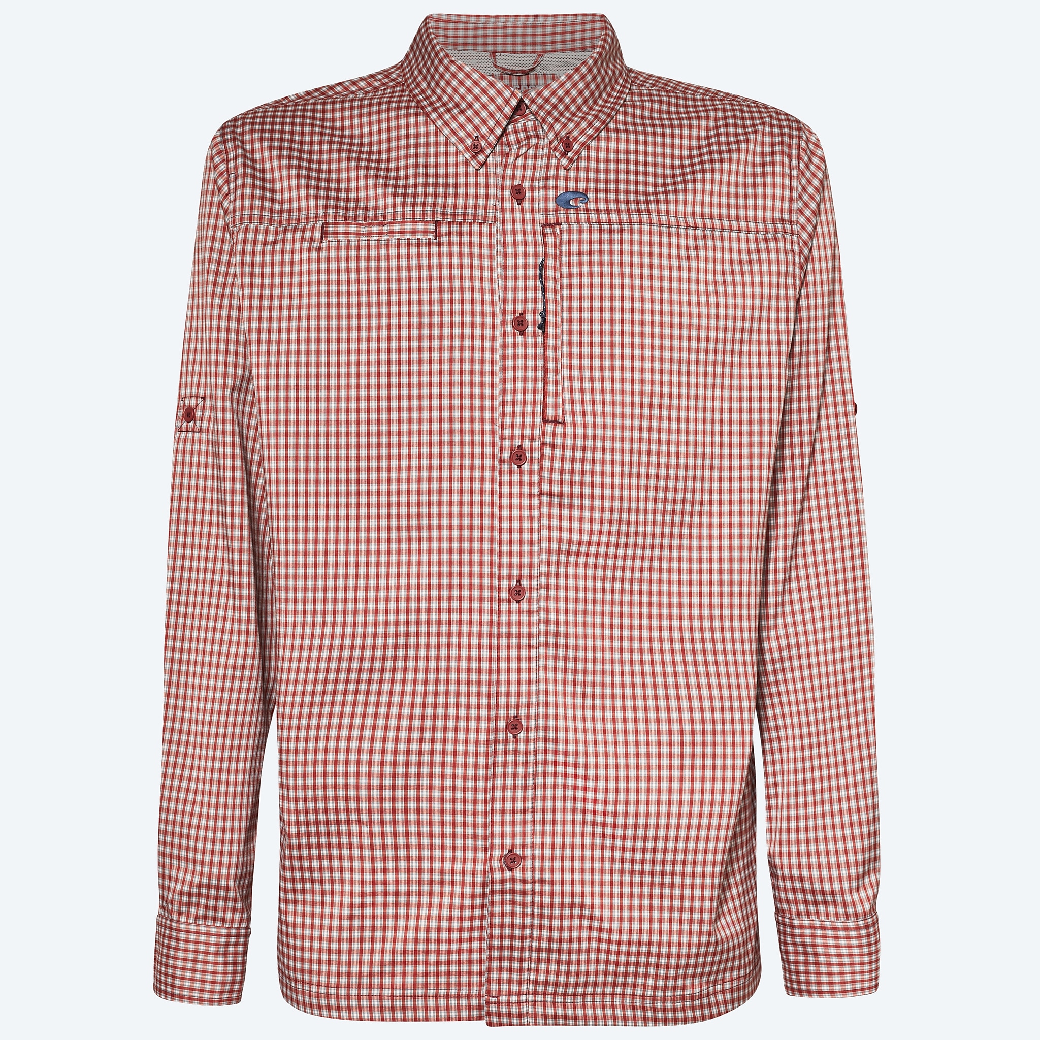 Apparel Lava Red Costa Angler Tech Button Down Plaid Image 1 of 2 Apparel Lava Red Costa Angler Tech Button Down Plaid Image 1 of 2