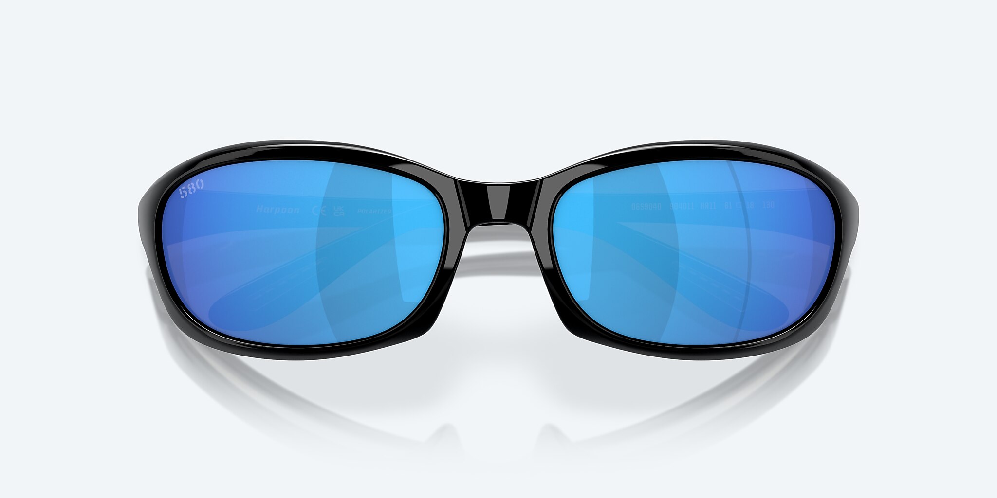 Sunglasses Costa Harpoon S (61-18) with Blue Mirror lens and Shiny Black frame Image 5 of 7