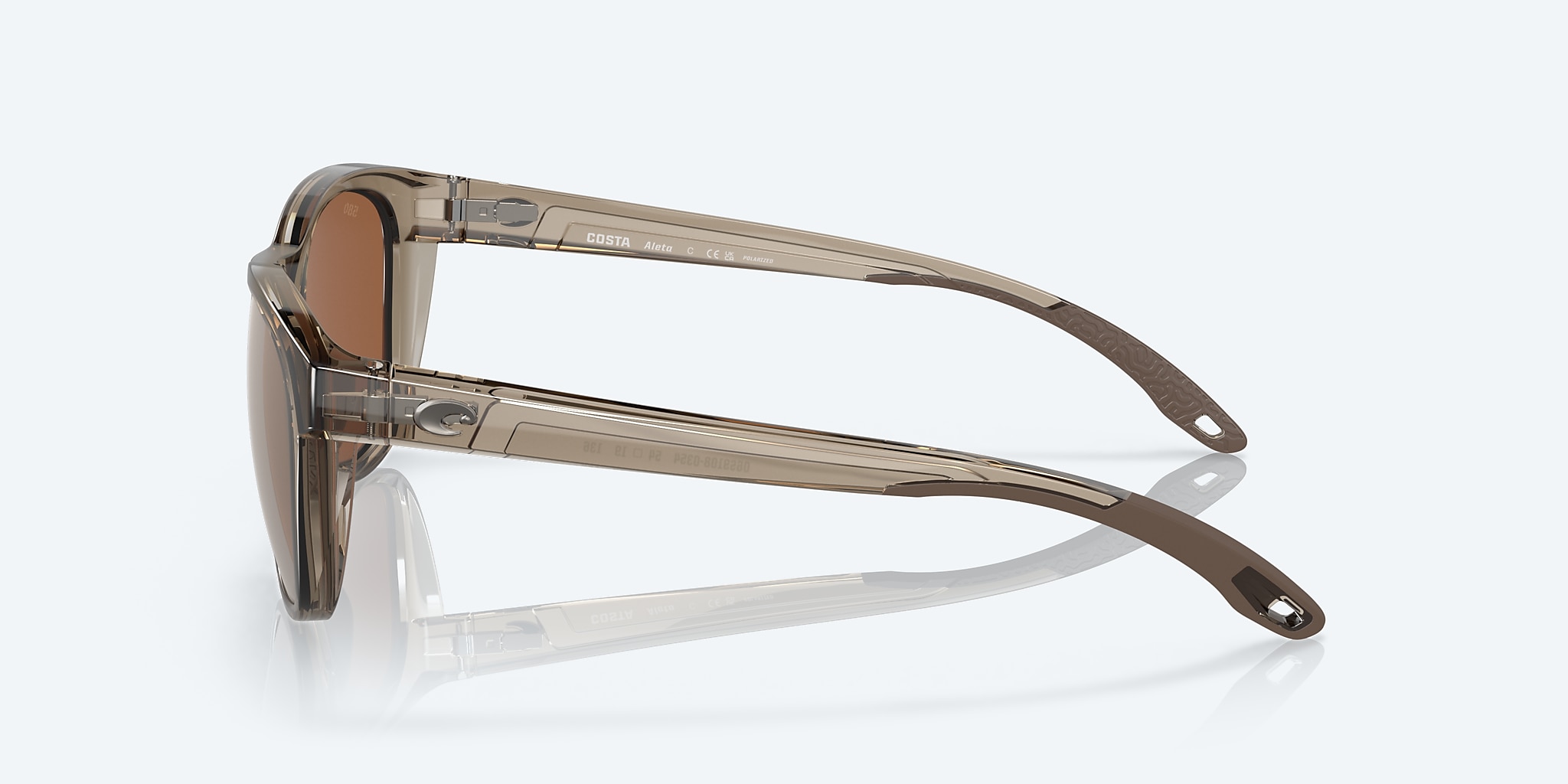 Sunglasses Costa Aleta L (54-19) with Copper Silver Mirror lens and Taupe Crystal frame Image 3 of 7 Sunglasses Costa Aleta L (54-19) with Copper Silver Mirror lens and Taupe Crystal frame Image 3 of 7