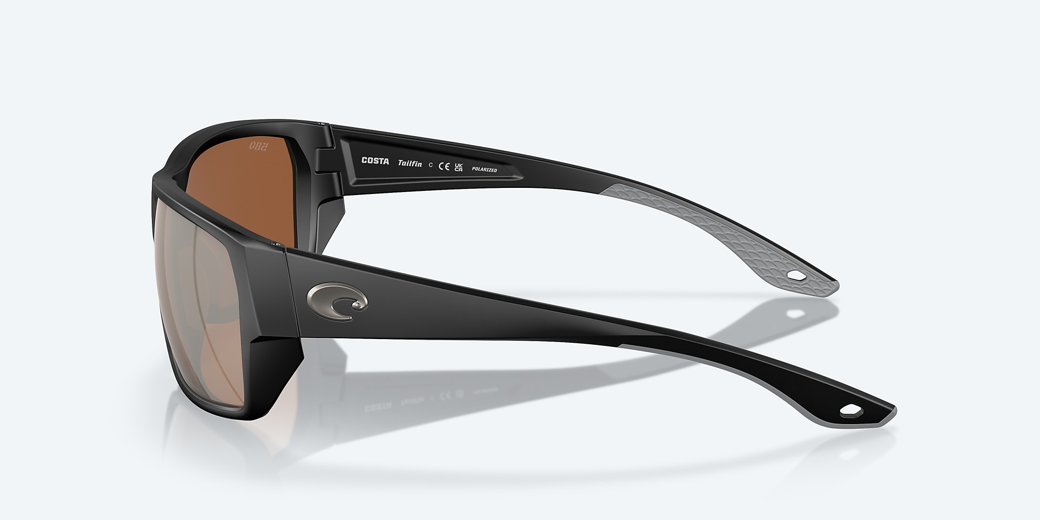 Sunglasses Costa Tailfin M (60-17) with Copper Silver Mirror lens and Matte Black frame Image 3 of 7 Sunglasses Costa Tailfin M (60-17) with Copper Silver Mirror lens and Matte Black frame Image 3 of 7