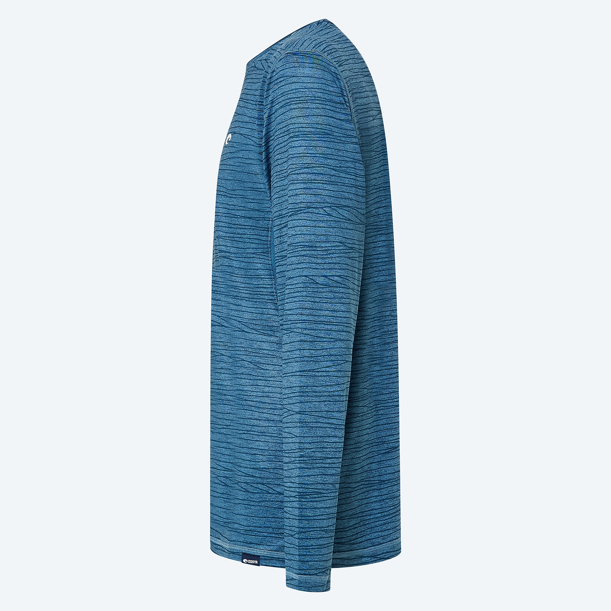 Apparel Tide Print Blue Costa LS Voyager Performance Shirt Image 3 of 3 Apparel Tide Print Blue Costa LS Voyager Performance Shirt Image 3 of 3