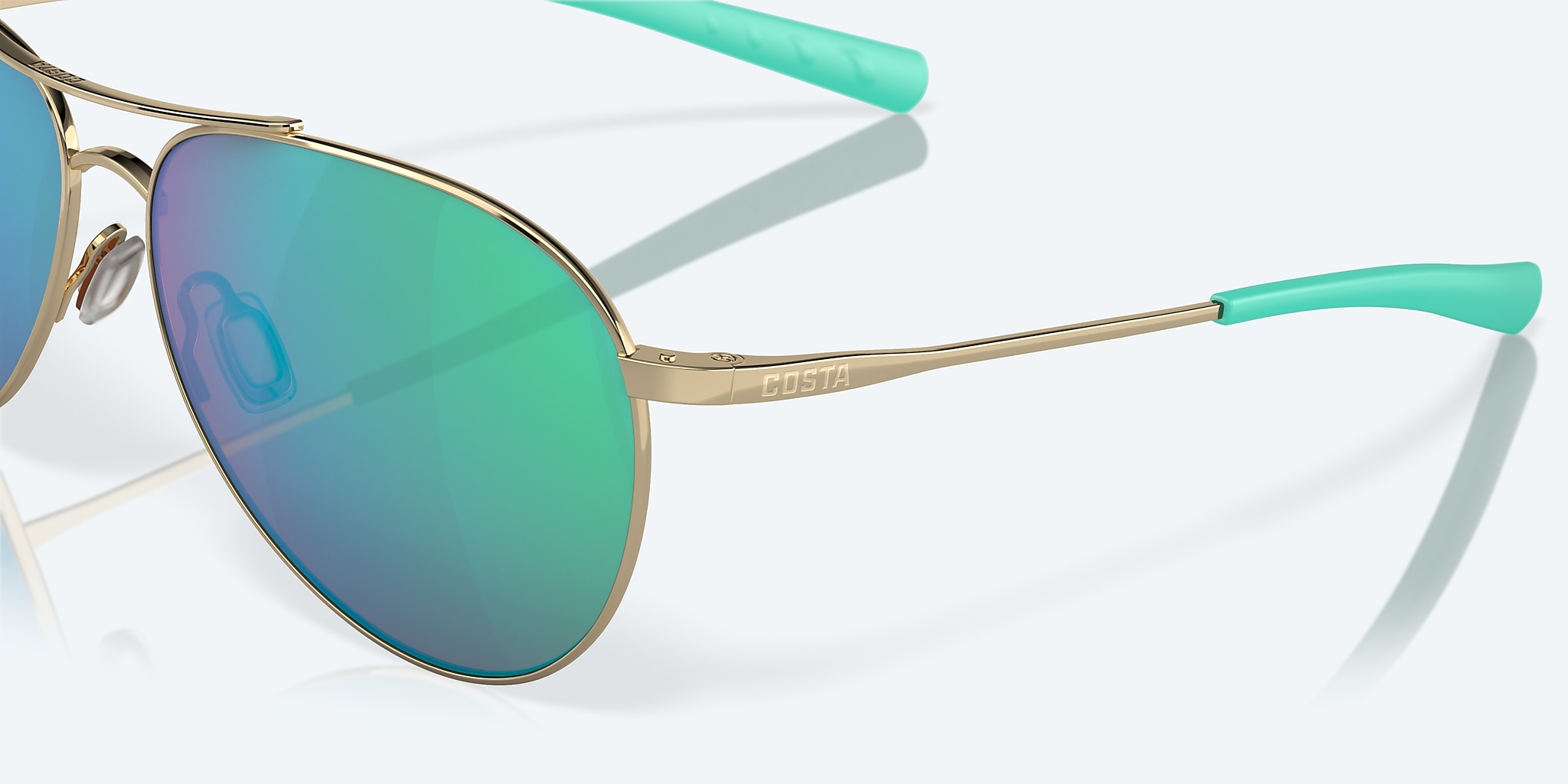 Sunglasses Costa Piper L (58-14) with Green Mirror lens and Shiny Gold frame Image 6 of 7 Sunglasses Costa Piper L (58-14) with Green Mirror lens and Shiny Gold frame Image 6 of 7