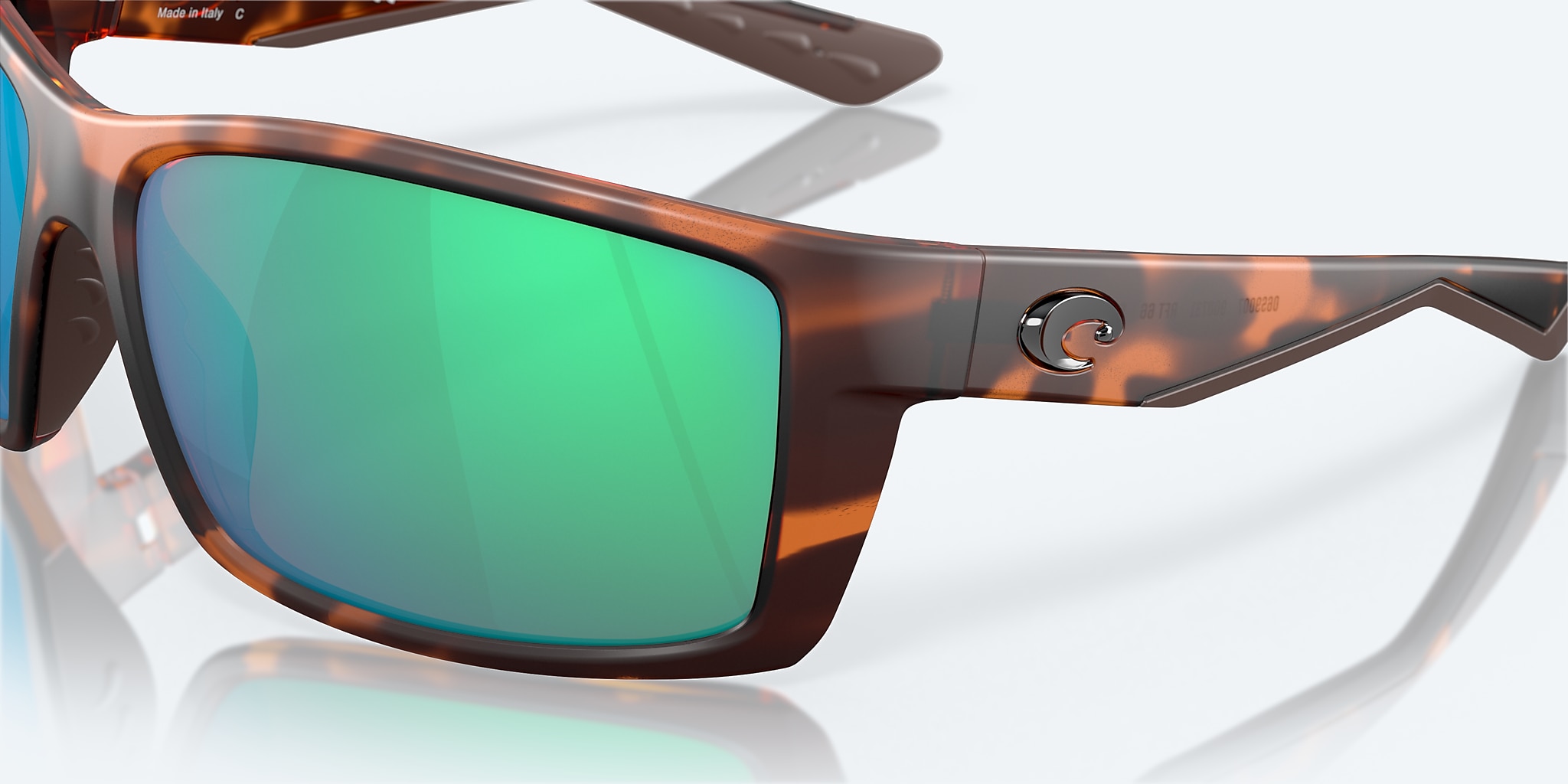 Sunglasses Costa Reefton XL (64-15) with Green Mirror lens and Retro Tortoise frame Image 6 of 7 Sunglasses Costa Reefton XL (64-15) with Green Mirror lens and Retro Tortoise frame Image 6 of 7