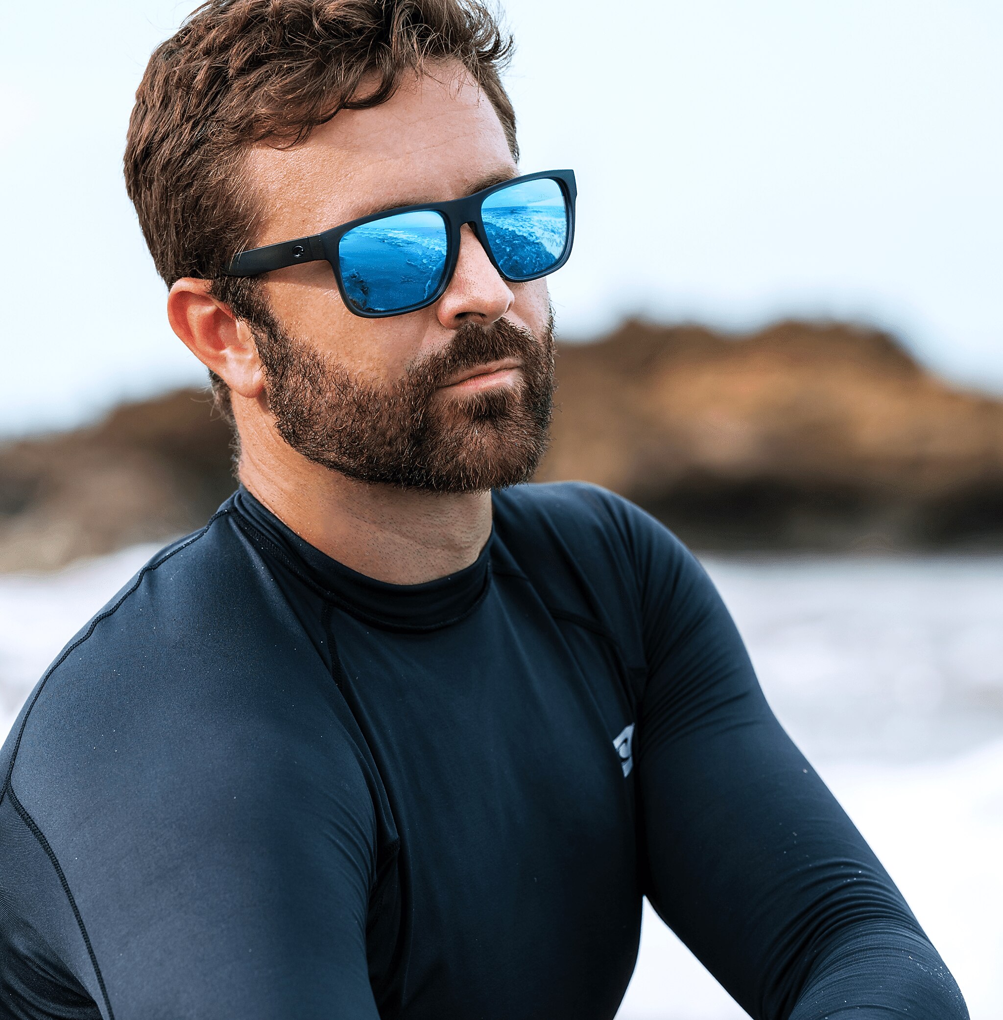 Sunglasses Costa Spearo XL XXL (59-17) with Blue Mirror lens and Matte Black frame Image 3 of 8