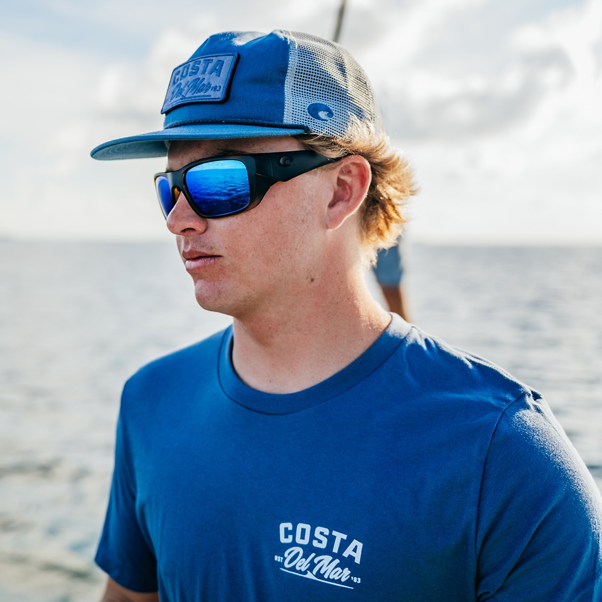 Sunglasses Costa Crudo XXL (64-21) with Blue Mirror lens and Matte Tortoise frame Image 3 of 9
