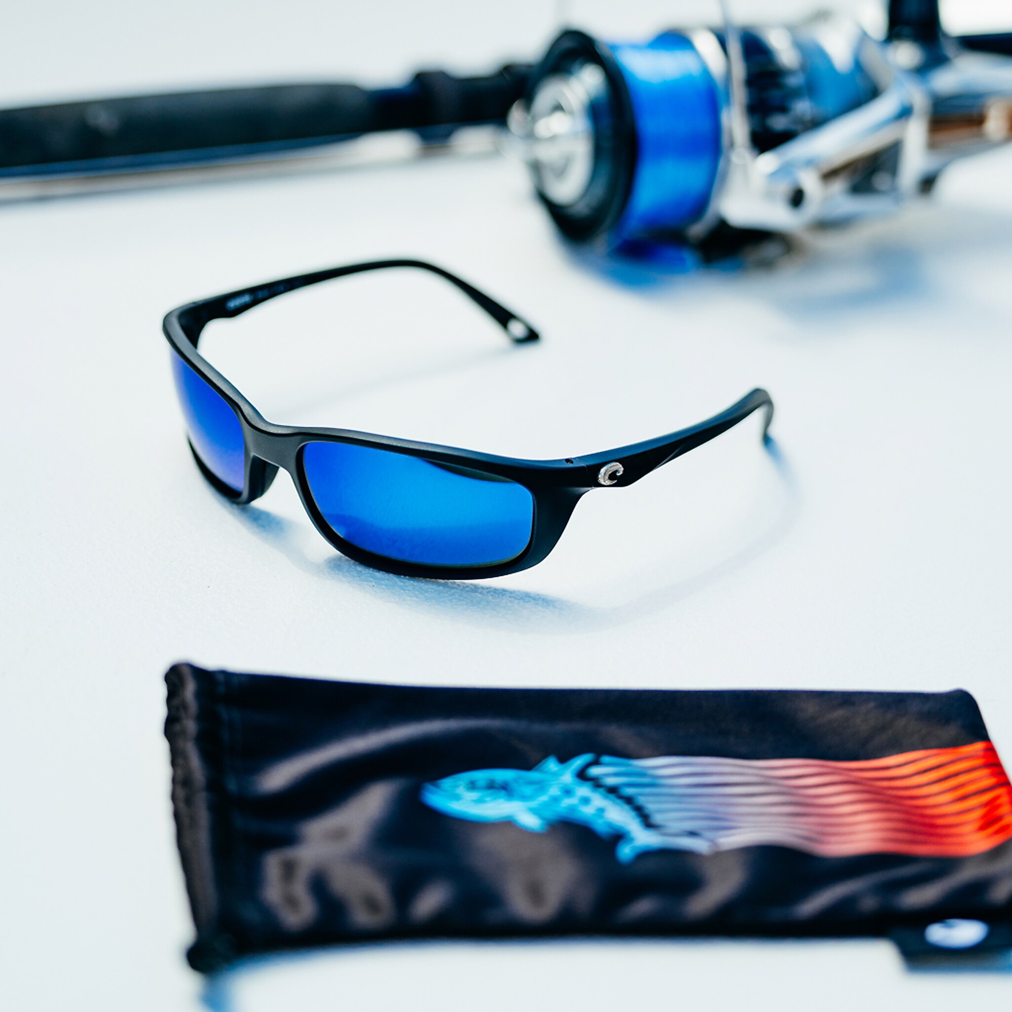 Sunglasses Costa Brine II M (59-17) with Blue Mirror lens and Americas 250th Tuna Flag frame Image 3 of 10
