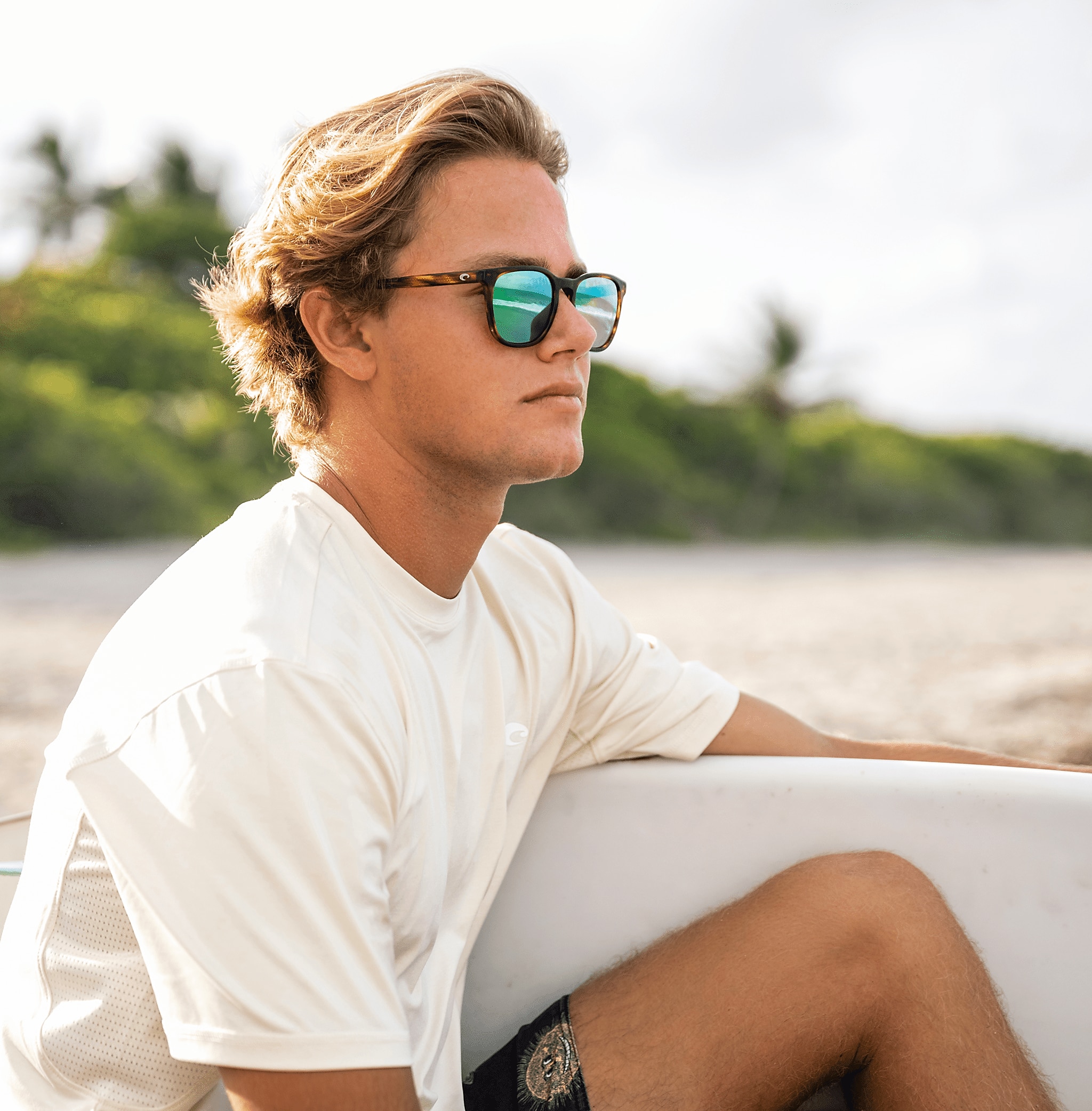Sunglasses Costa Sullivan M (53-19) with Green Mirror lens and Matte Tortoise frame Image 3 of 9