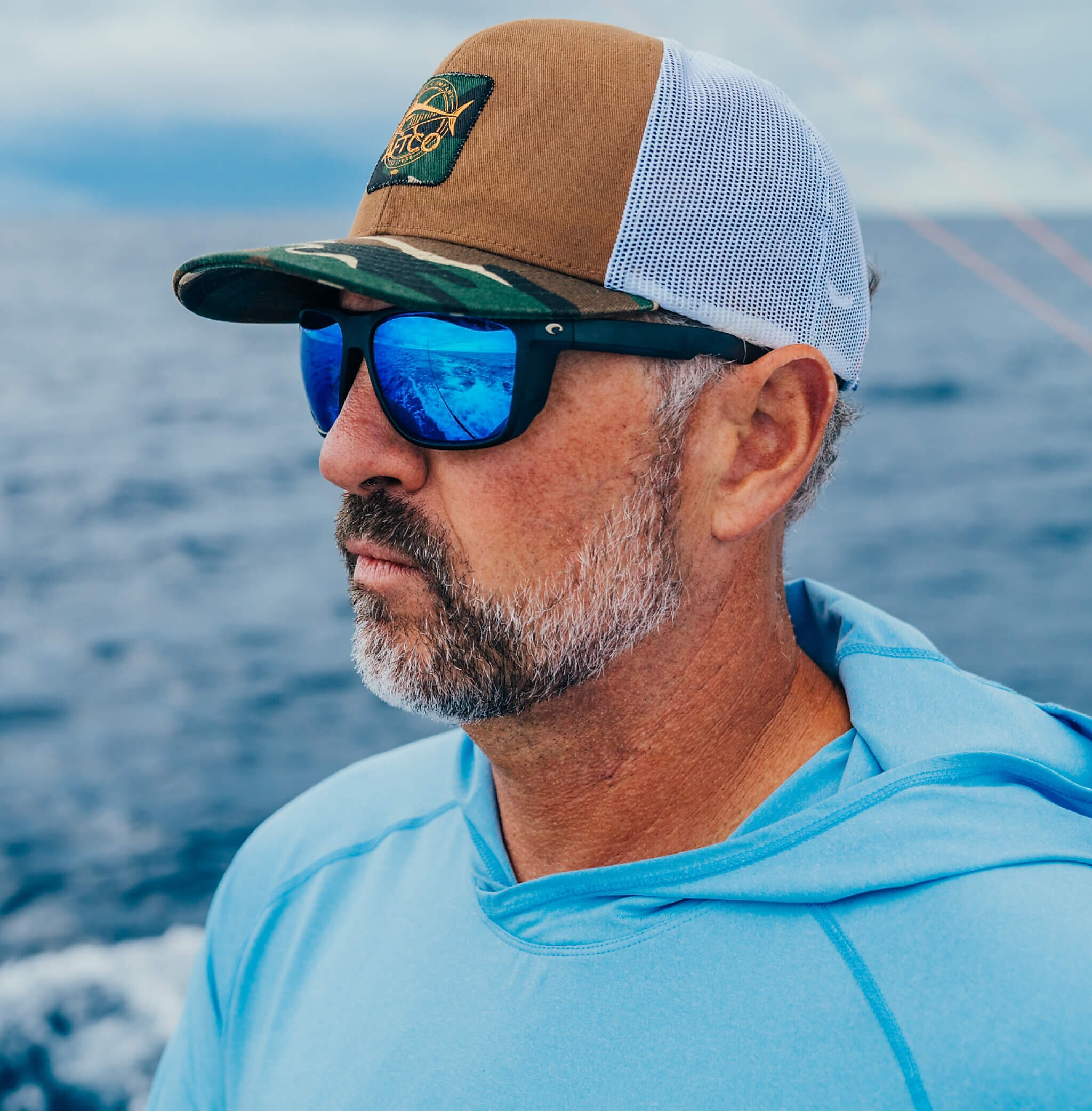 Sunglasses Costa Ferg XL XXL (62-16) with Blue Mirror lens and Matte Black frame Image 3 of 10