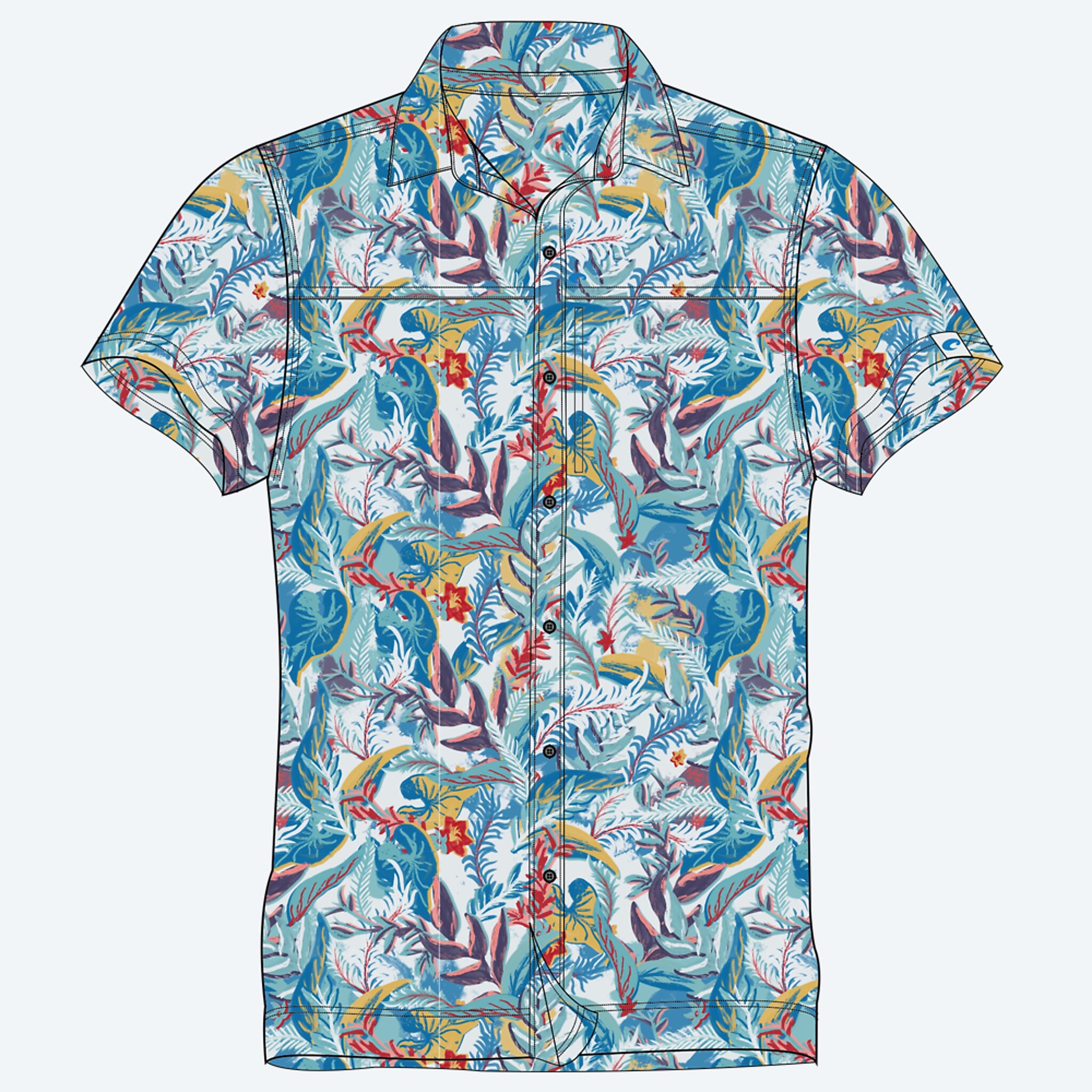 Apparel Tropical Print Costa Tropical Print Hybrid Tech Button Down Image 1 de 4